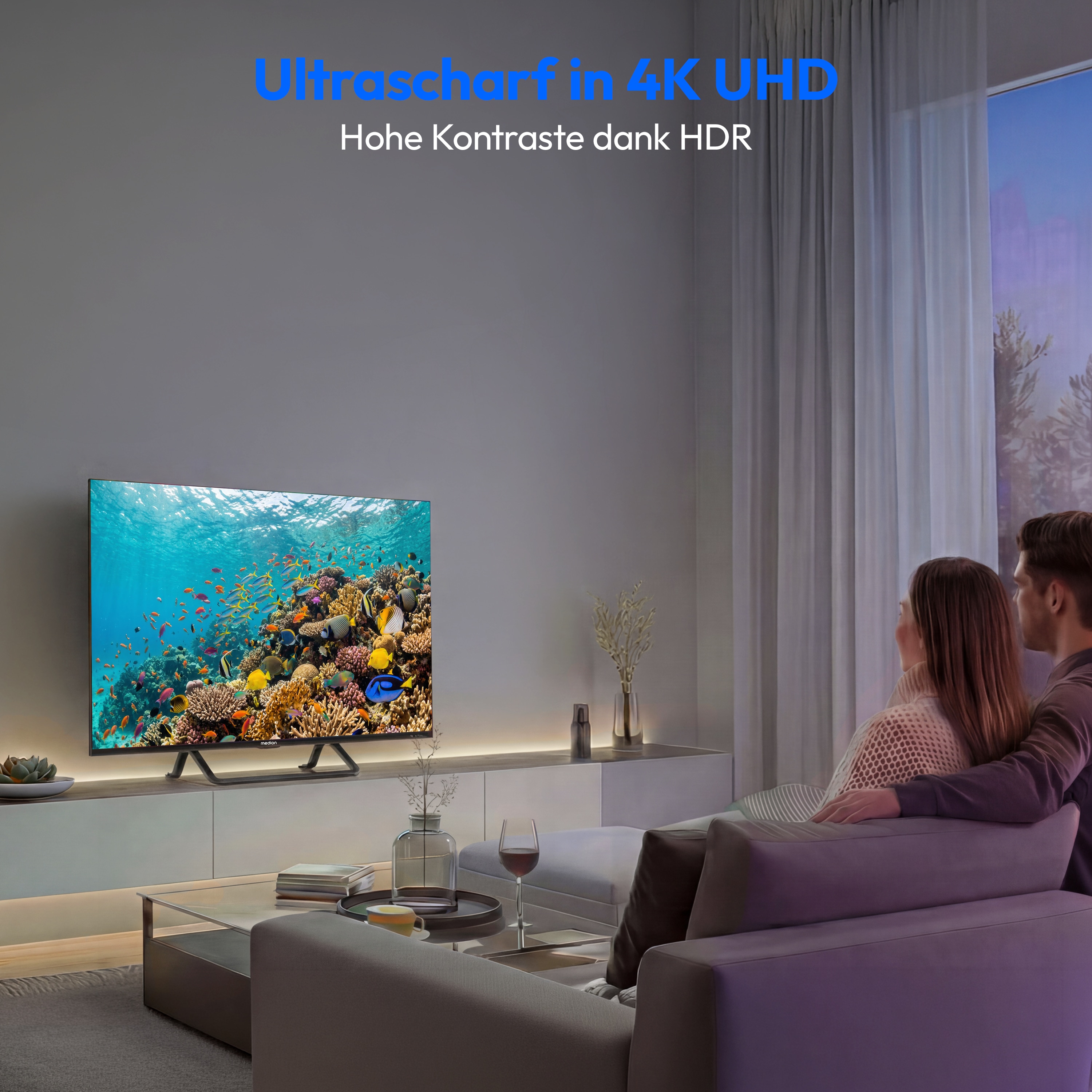 MEDION® LIFE MD 843701 QLED Google TV™ (2026), 108 cm (43'') Ultra HD Display, HDR (High Dynamic Range), Dolby Vision®, MEMC, Bluetooth®, PVR ready, Netflix, Prime Video, Disney+, App Store