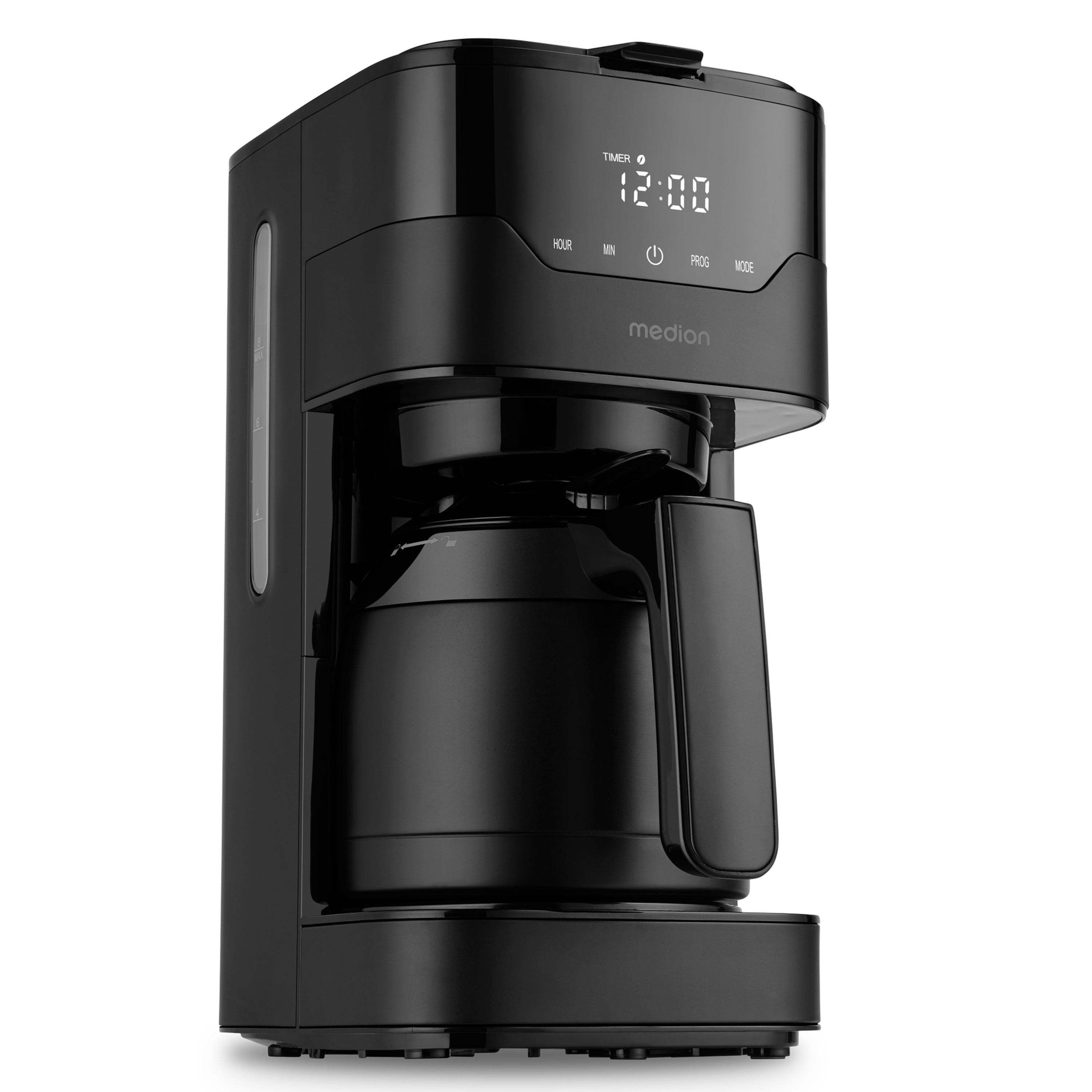 MEDION® LIFE® Kaffeemaschine mit Thermoskanne MD 18458, Timer-Funktion, Tropf-Stopp, 900 Watt, 1,1 Liter Fassungsvermögen, Aromawahlschalter