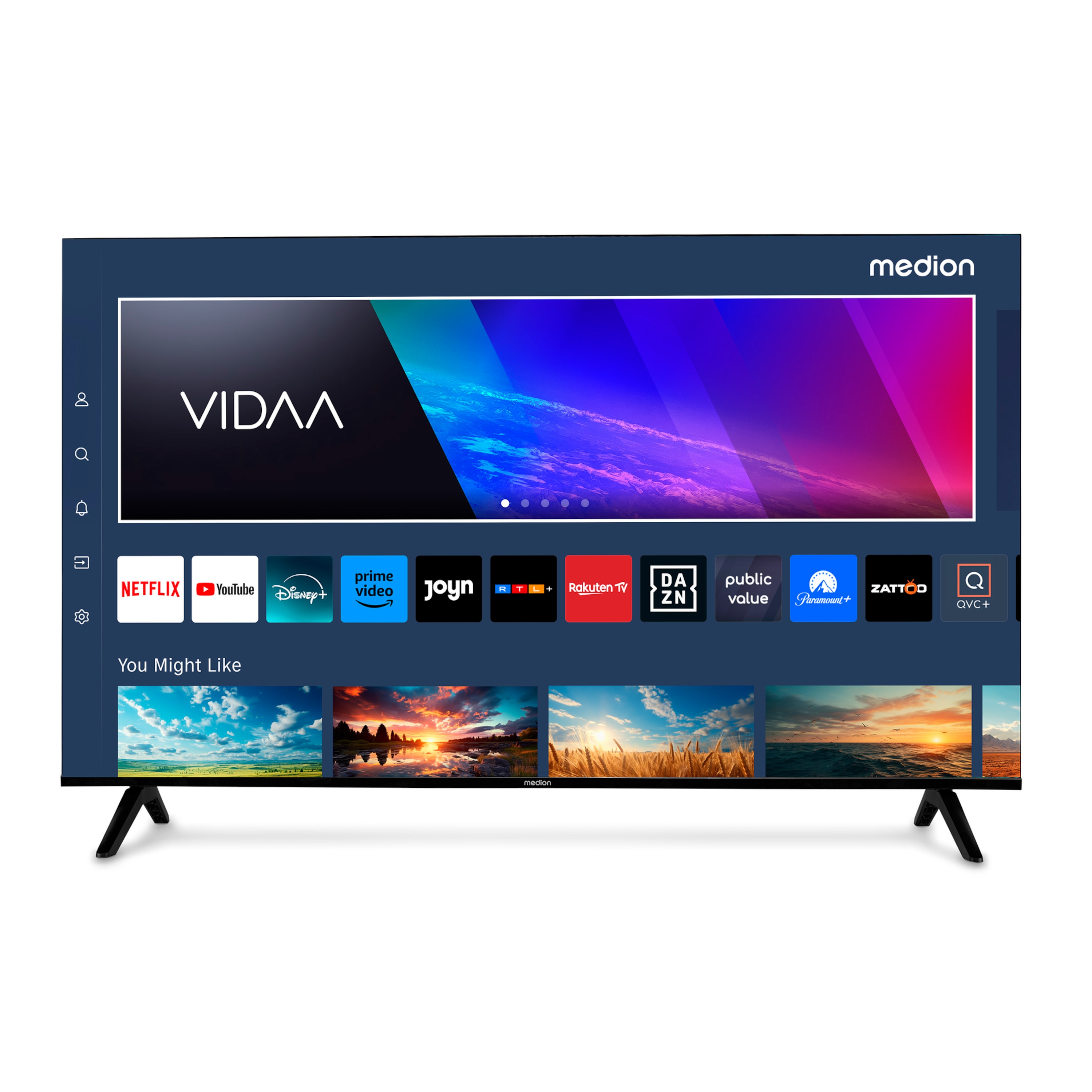 MEDION® LIFE® X8502500 (MD 850200) Ultra HD LCD Smart-TV, 125,7 cm (50'') Ultra HD Display, HDR, PVR ready, NETFLIX, Prime Video, Disney+, DAZN, Paramount+ App, VIDAA App Store, Bluetooth®, HD Triple Tuner, CI+ Schnittstelle