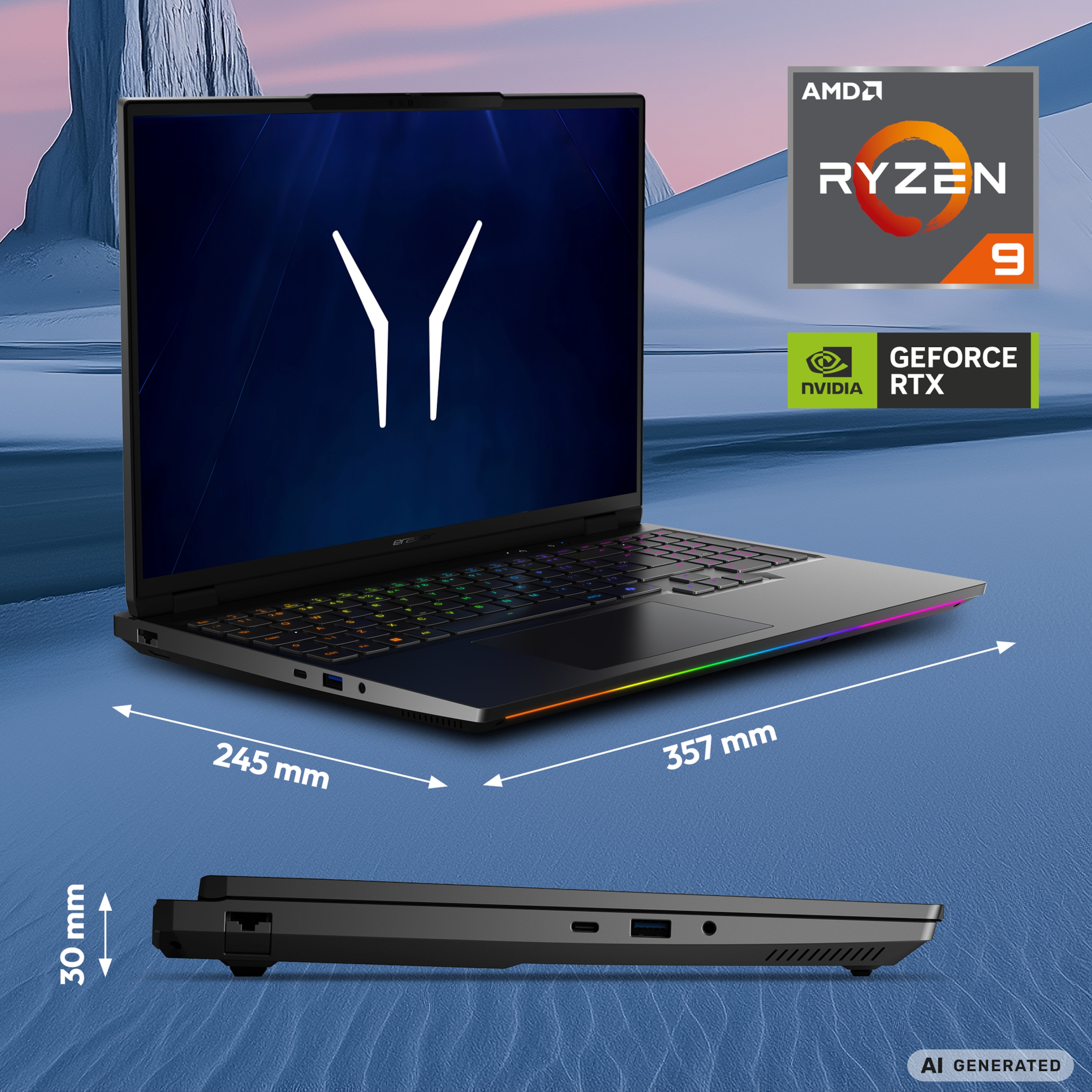 MEDION® ERAZER Beast 16 X15 Ultimate High-End Gaming Laptop, AMD Ryzen™ 9 9955HX, Windows 11 Home, 40,6 cm (16”) QHD+ Display mit 300Hz & 100 % sRGB, RTX 5090, 1 TB PCIe SSD, 32 GB RAM