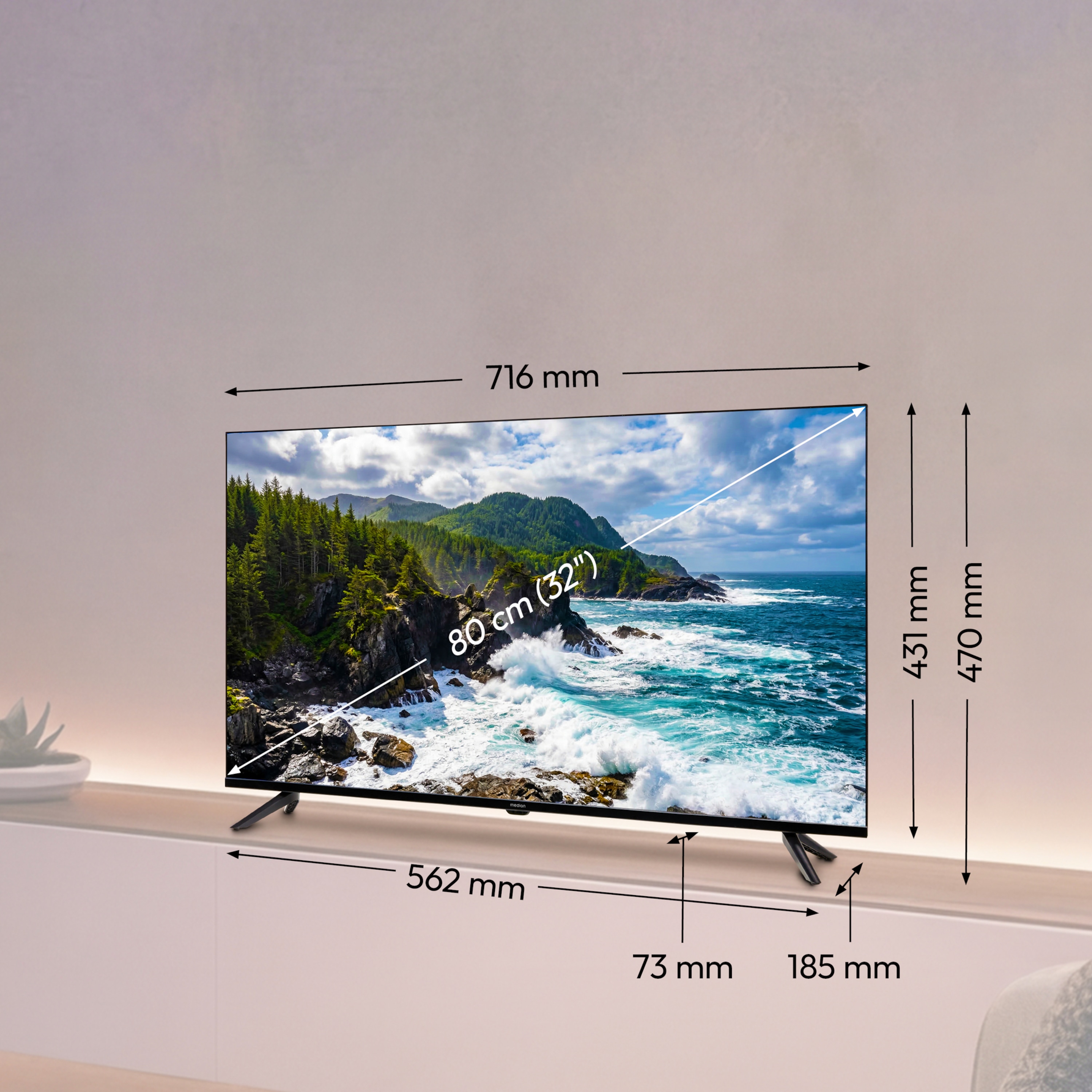MEDION® LIFE MD 832003 HD TV (2026), 80 cm (32''), HD Triple Tuner, integrierter DVD-Player, integrierter Mediaplayer, CI+ Schnittstelle