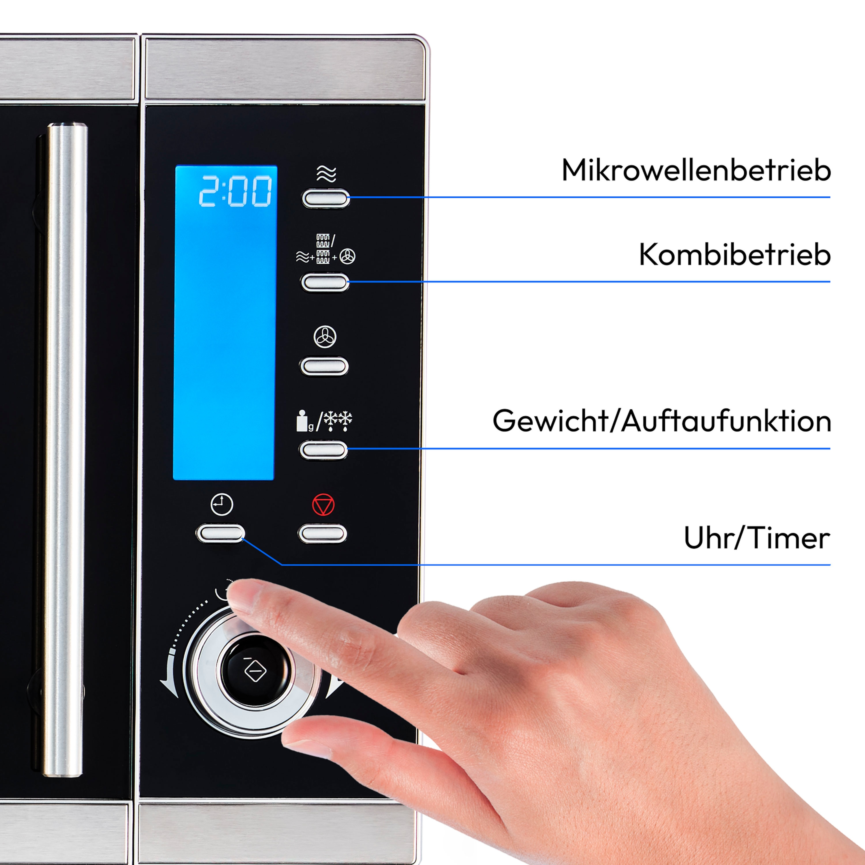 MEDION® LIFE® 4in1 Mikrowelle MD 15501, Kombination aus Mikrowelle, Ofen und Doppelgrill, 10 Automatikprogramme, 25 L Garinnenraum