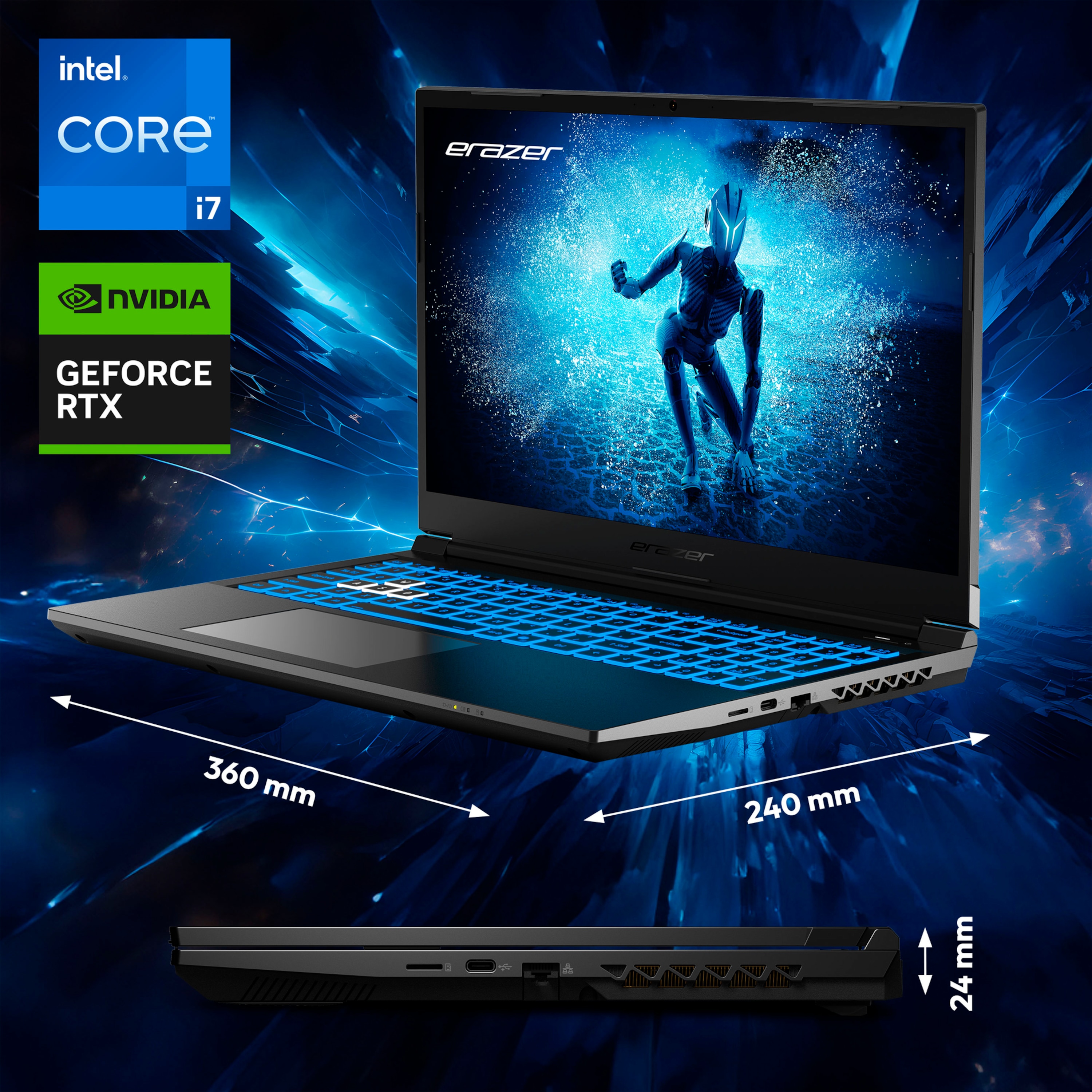 MEDION® ERAZER Deputy P60i Core Gaming Laptop, Intel® Core™ i7-13620H, Windows 11 Home, 39,6 cm (15,6'') FHD Display mit 144 Hz, NVIDIA® GeForce RTX™ 4060, 1 TB SSD, 16 GB RAM