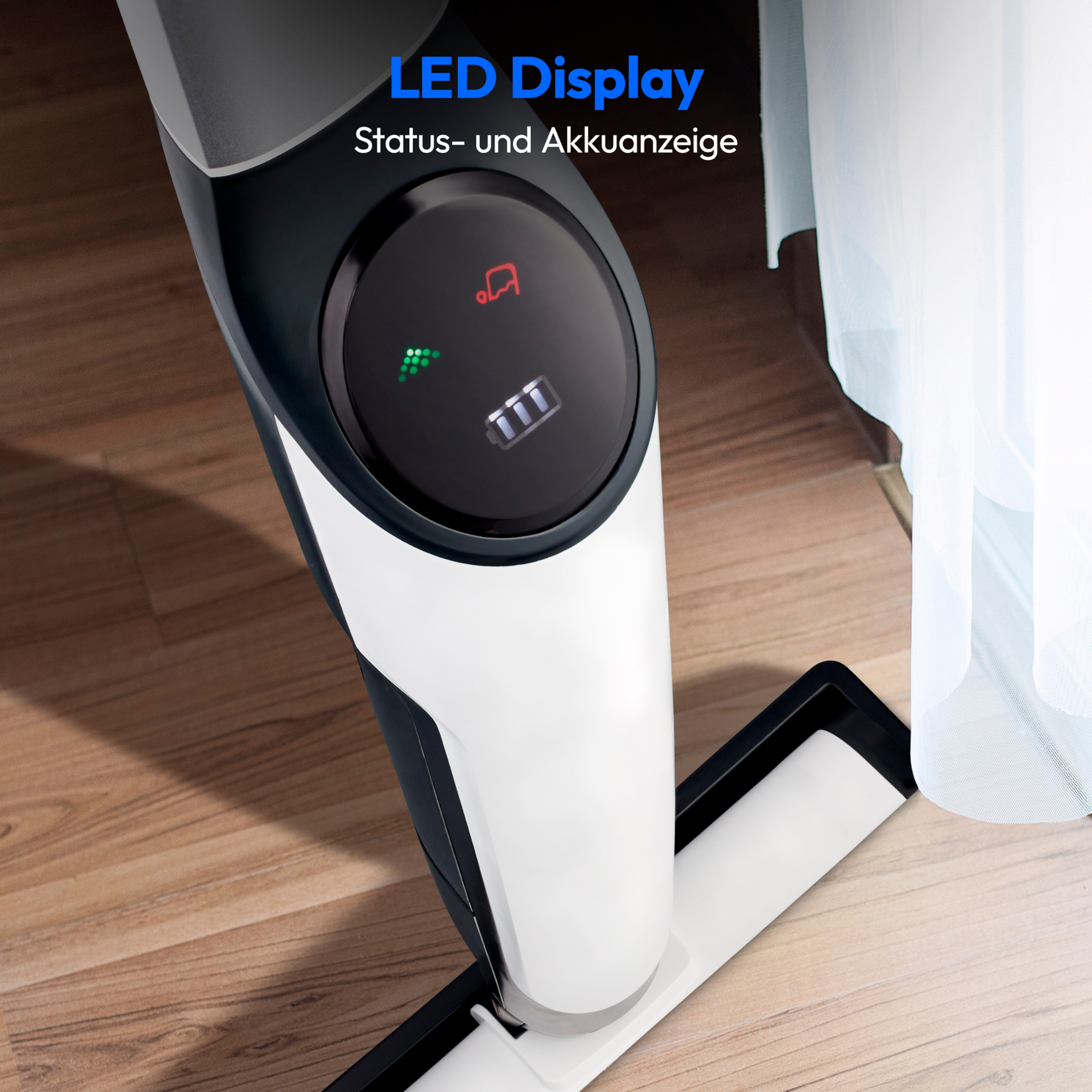 MEDION® LIFE H11 Bodenwischer, getrennter Frischwasser und Schmutzwassertank, kabellose Reinigung, LED-Display, geeignet für alle Hartböden