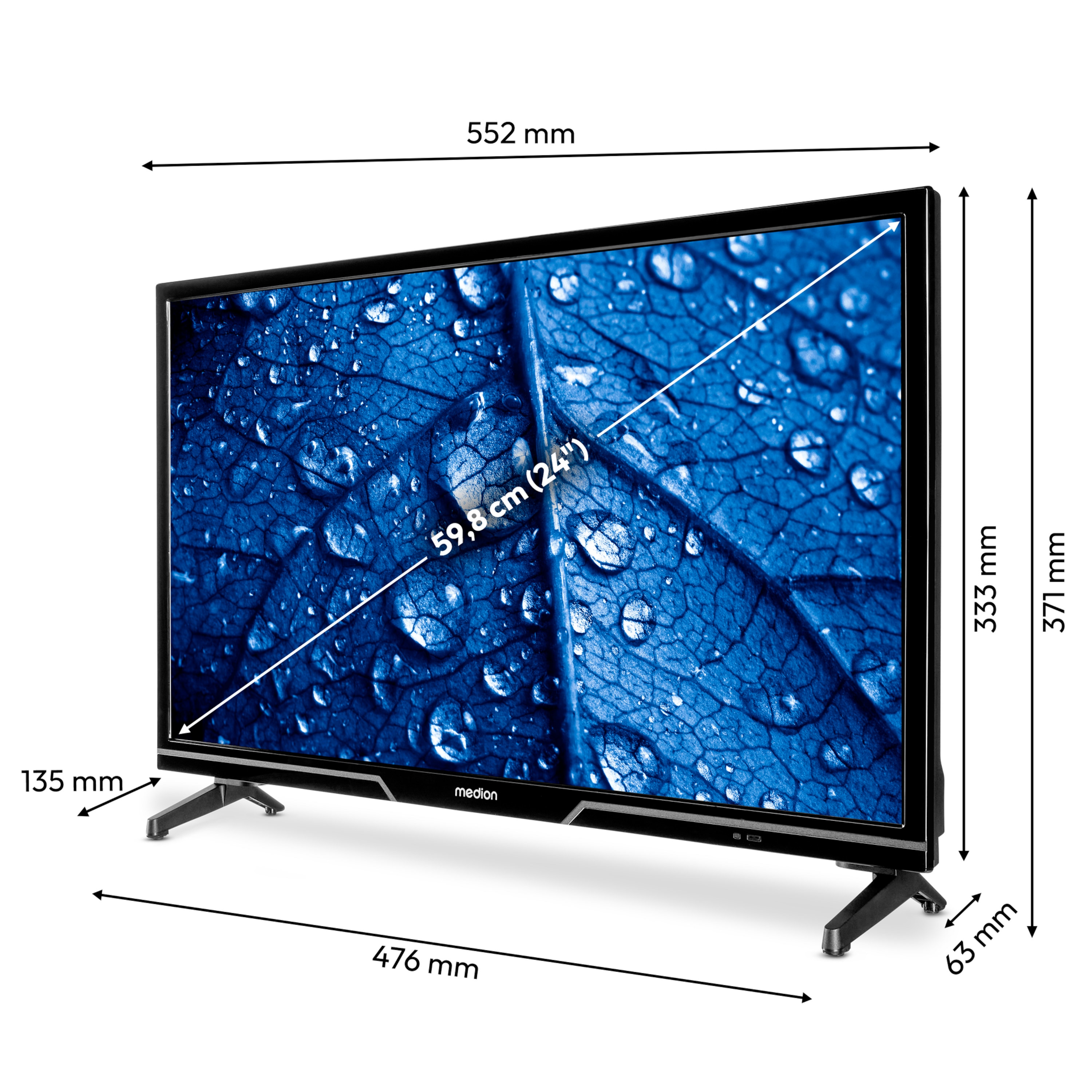 MEDION® LIFE® P8242501 (MD 824101) Smart-TV, 59,8 cm (24'') HD Display, HDR, PVR ready, Bluetooth®, VIDAA App Store, NETFLIX, Disney+, Paramount+ & Amazon Prime Video App