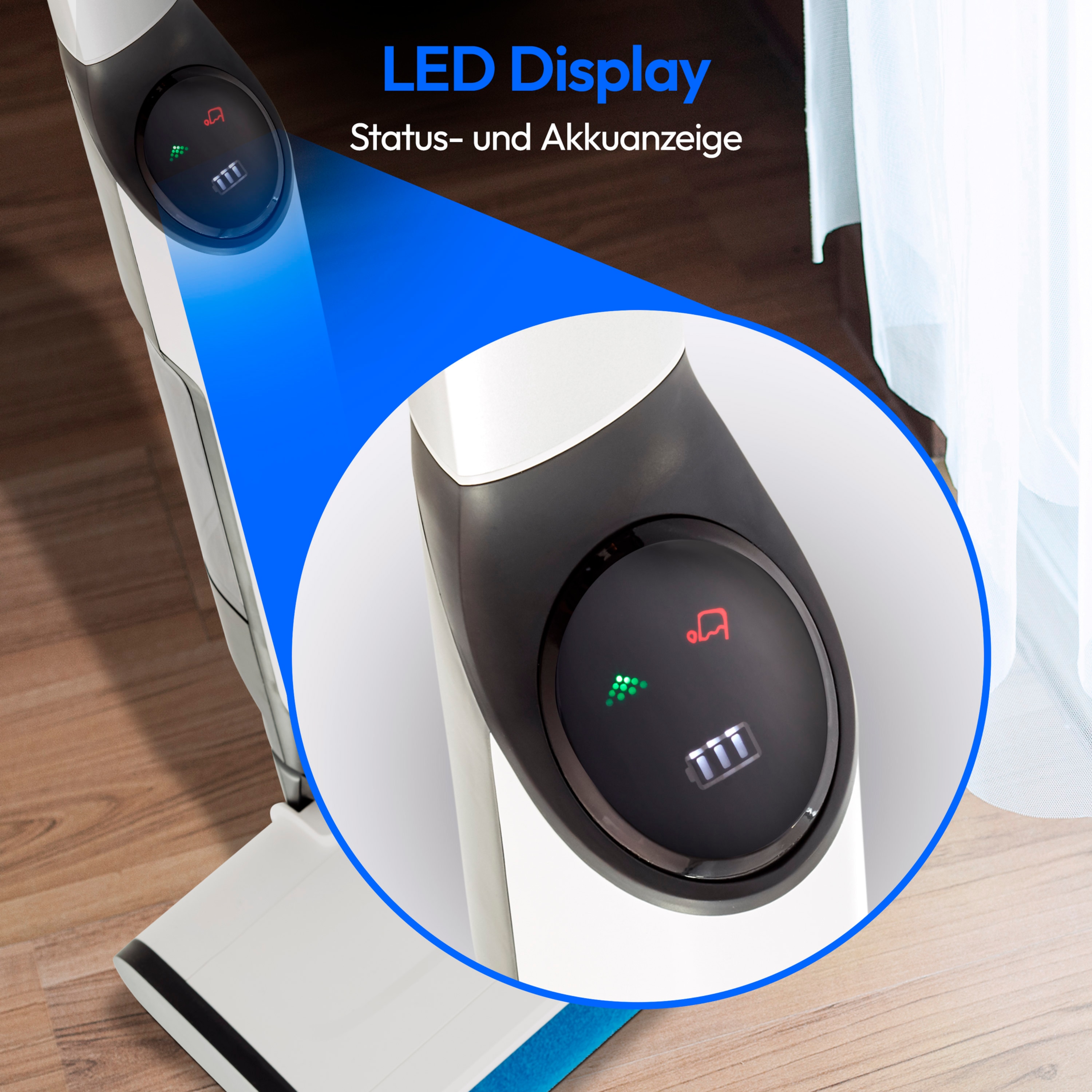MEDION® LIFE H09 Hartbodenreiniger, getrennter Frischwasser und Schmutzwassertank, LED-Display, geeignet für alle Hartböden