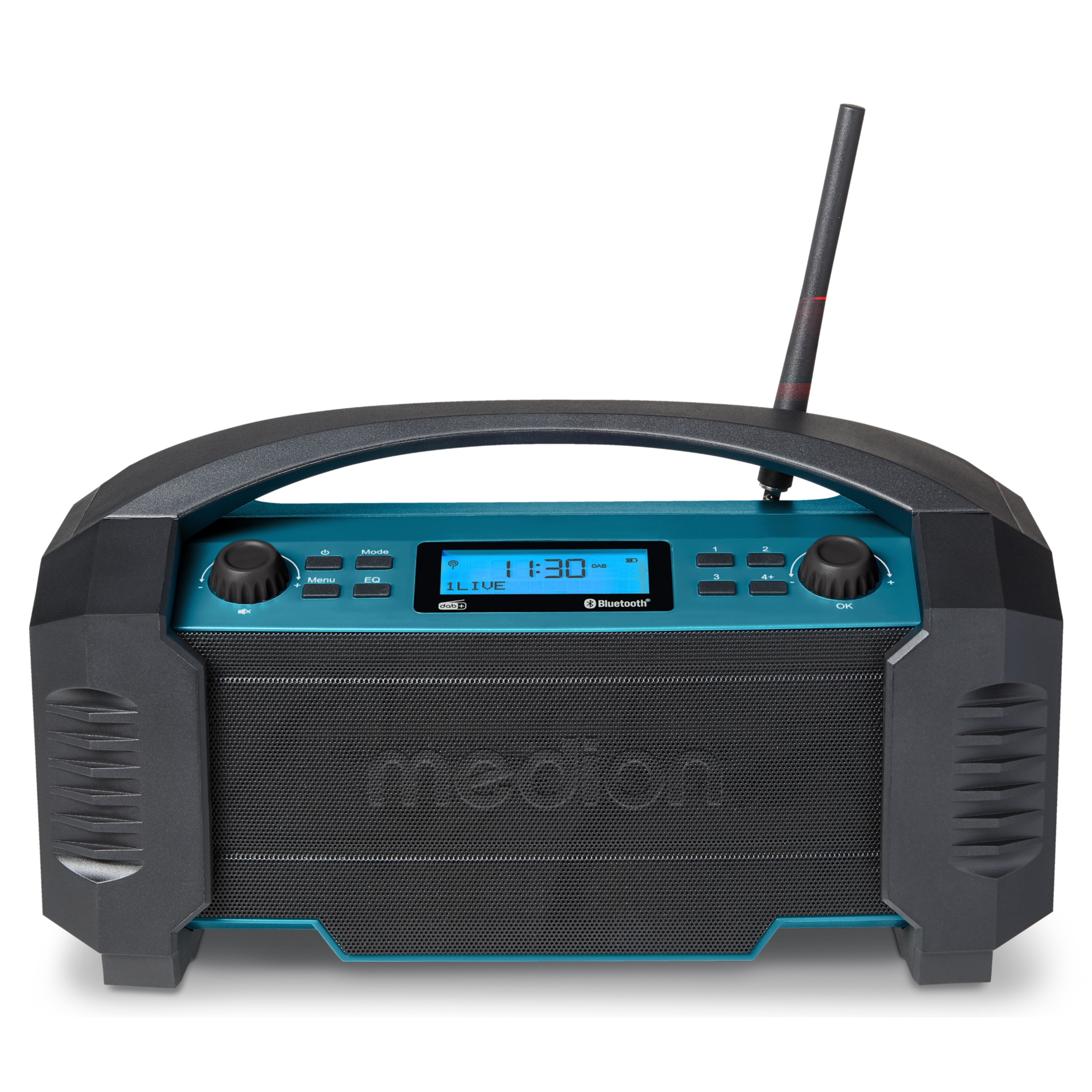 MEDION® LIFE® E66050 DAB+/Bluetooth®-Baustellenradio, ideal für Baustellen, Garten oder Camping, IP54 Schutz gegen Spritzwasser & Staub, 7 Soundeinstellungen, integr. Akku, 15 W RMS
