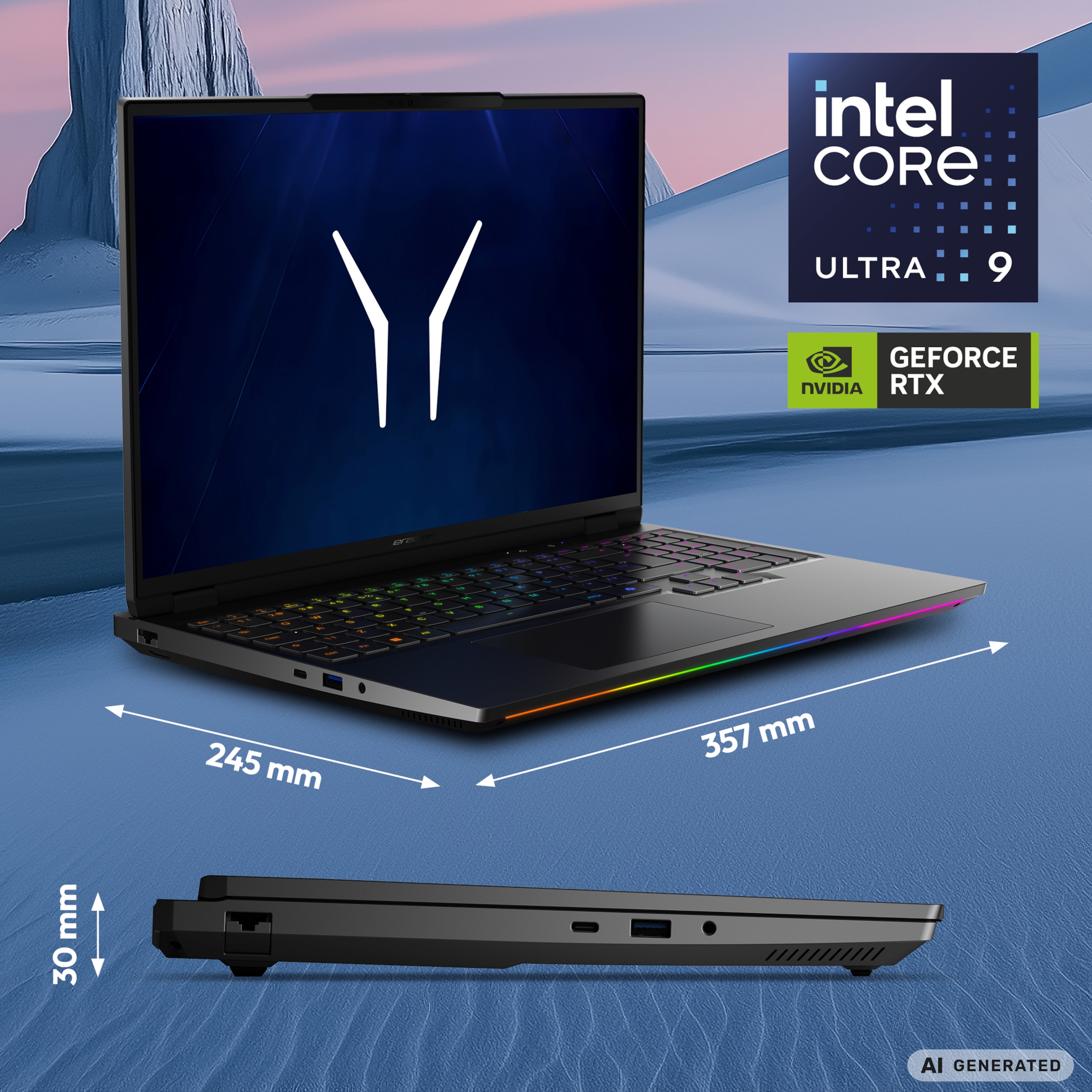 MEDION® ERAZER Beast 16 X10 Ultimate High-End Gaming Laptop, Intel® Core™ Ultra 9 Prozessor 290HX Plus, Windows 11 Home, 40,6 cm (16”) QHD+ Display mit 300Hz & 100 % DCI-P3, RTX 5080, 2 TB PCIe SSD, 32 GB RAM