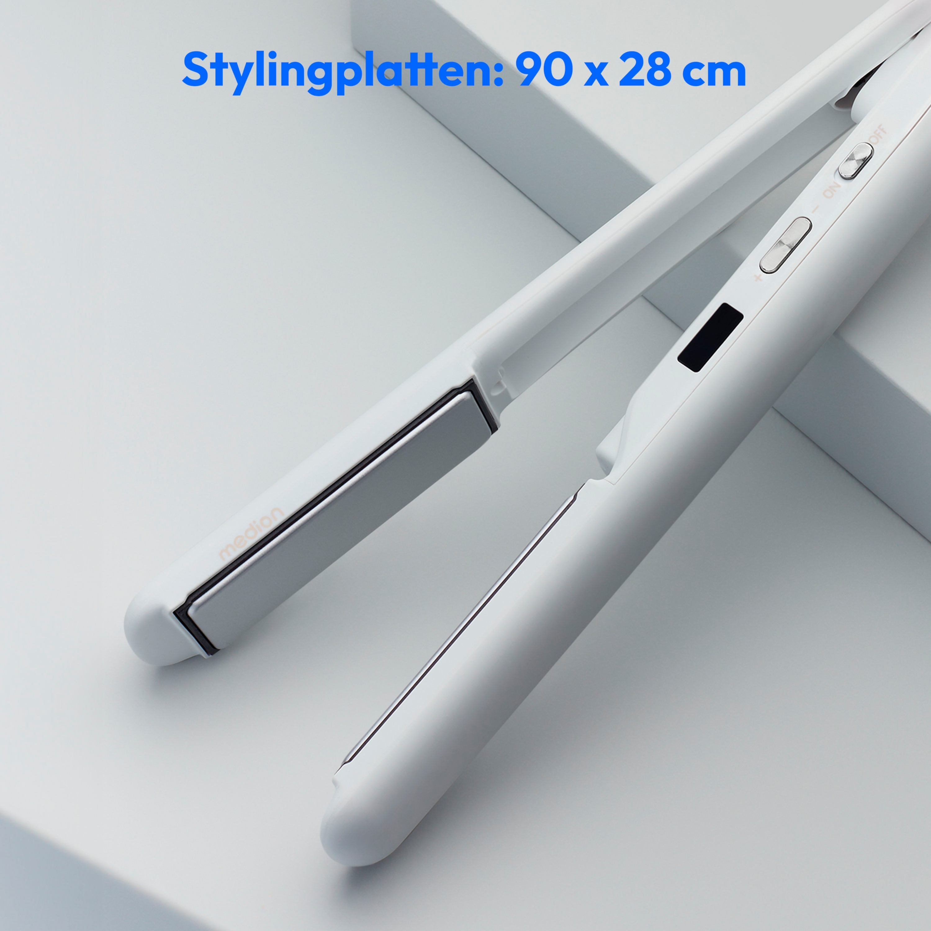 MEDION® LIFE HS2 kabelloses Glätteisen, flexible Keramik-/Turmalin Heizplatten mit Temperatursensor, Display mit Temperatur- und Akkuanzeige, 5 regelbare Hitzestufen (165° - 210°)