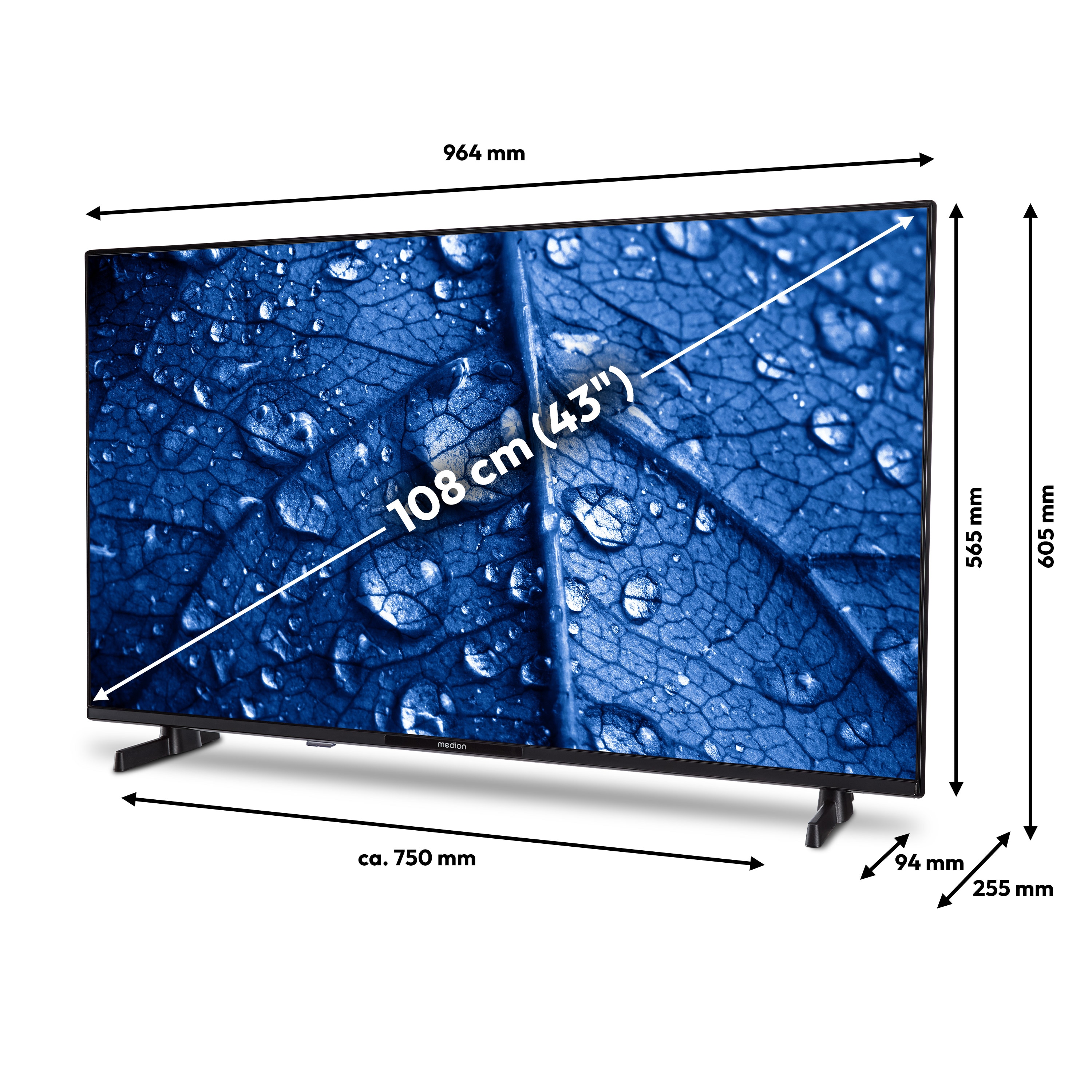 MEDION® LIFE® P8432501 (MD 843101) Smart-TV, 108 cm (43'') FHD Display, HDR, PVR ready, Bluetooth®, VIDAA App Store, NETFLIX, Disney+, Paramount+ & Amazon Prime Video App