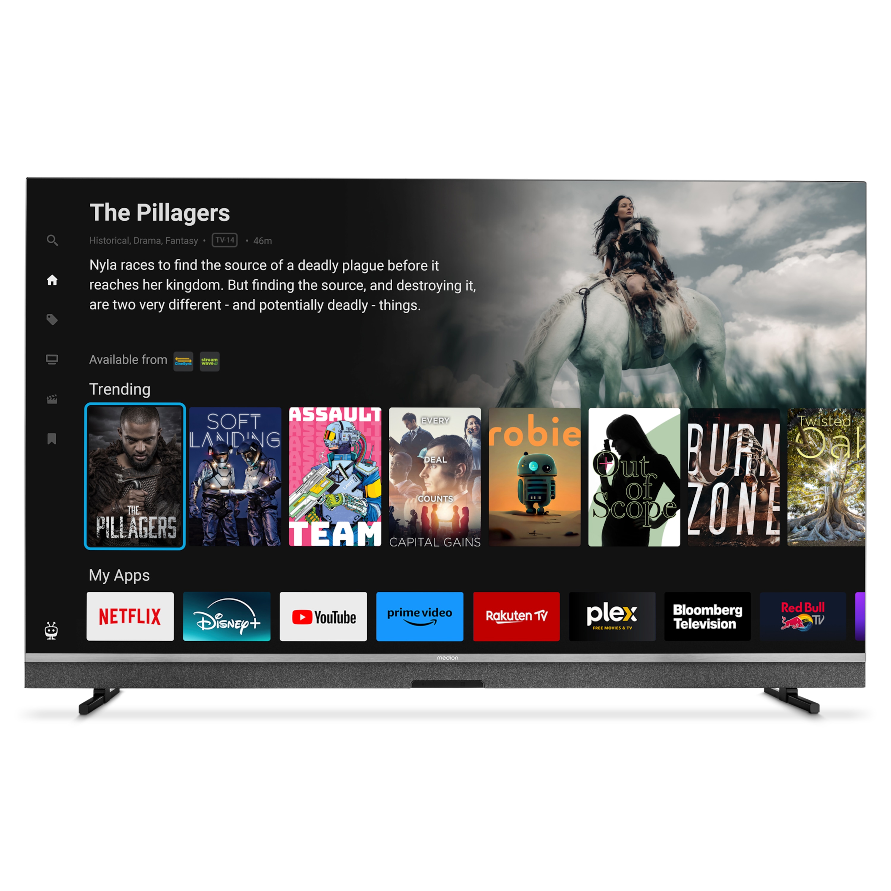 MEDION® LIFE X8652507 (MD 865900) MiniLED TiVo Smart-TV, 163,9 cm (65'') Ultra HD Display, HDR, Dolby Vision®, MEMC, Micro Dimming, PVR ready, TiVo Medienportal, NETFLIX, Amazon Prime Video, Disney+ App, Bluetooth®