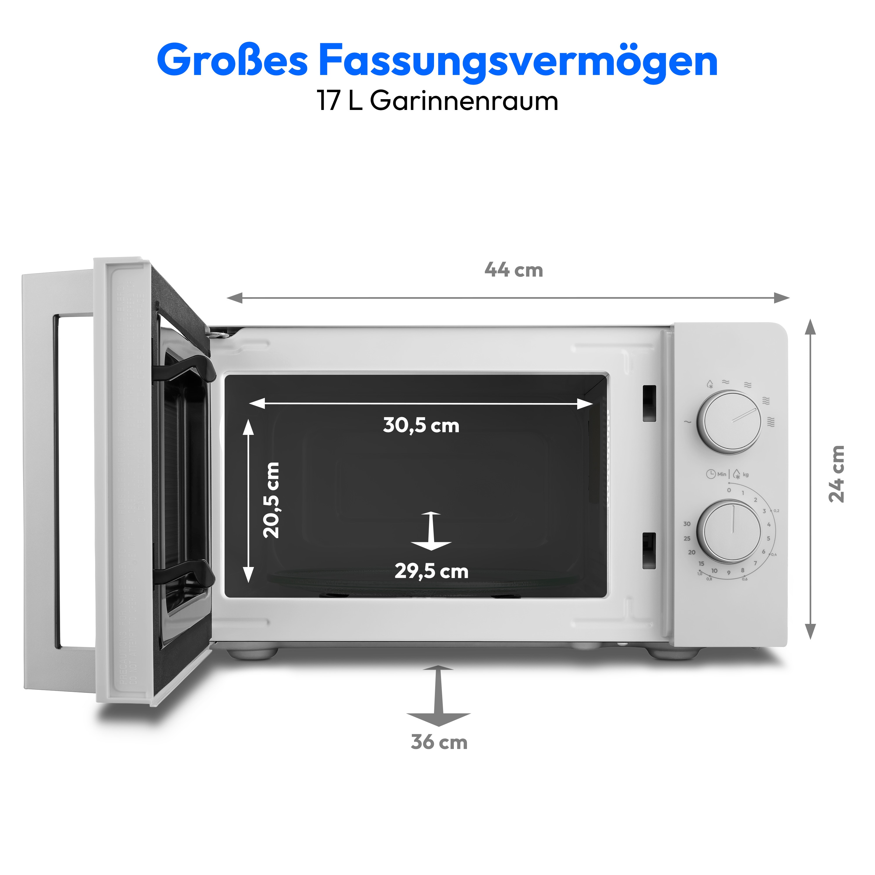 MEDION® LIFE® Mikrowelle MD 12211, 700 W Leistung, 17 L kompakt, 5 Mikrowellenstufen, Auftaufunktion, Timerfunktion