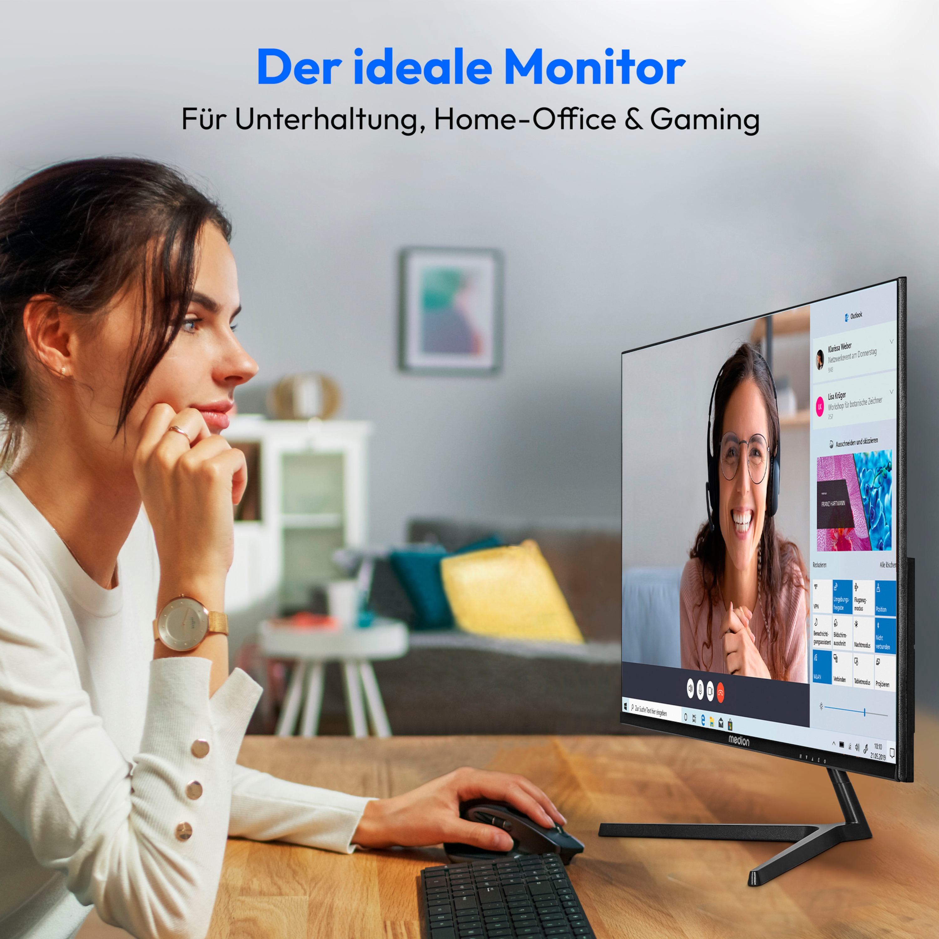 MEDION® AKOYA® P52218 (MD 20150) Widescreen Monitor, 54,6 cm (22''), Full HD Display, HDMI und rahmenloses Design