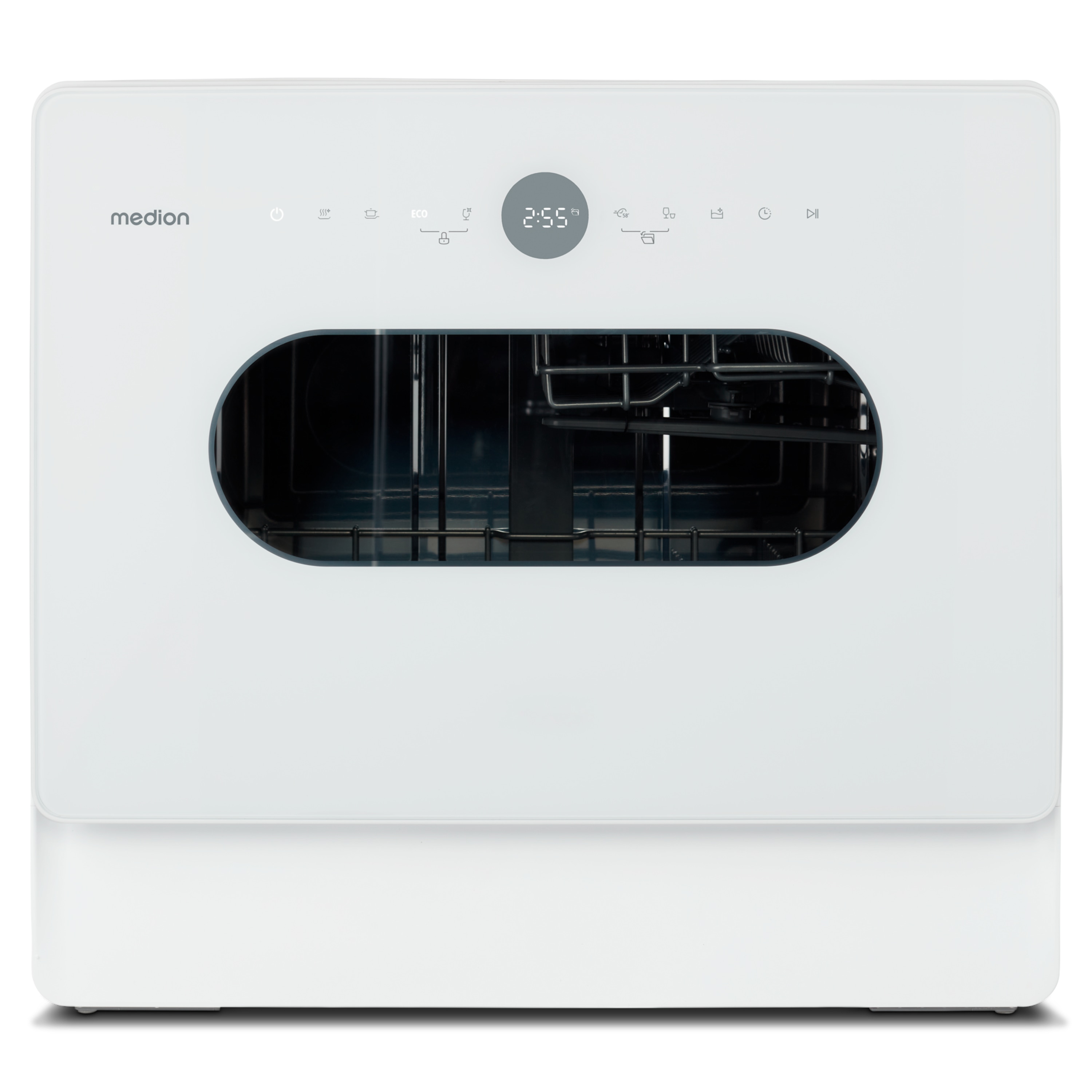 MEDION® LIFE® Tischgeschirrspüler DWT51 (MD 37766), 7 Reinigungsprogramme, Eimer-Funktion und Wasseranschluss, für 5 Gedecke, EasyFit Design, Touch-Bedienfeld, LED-Display