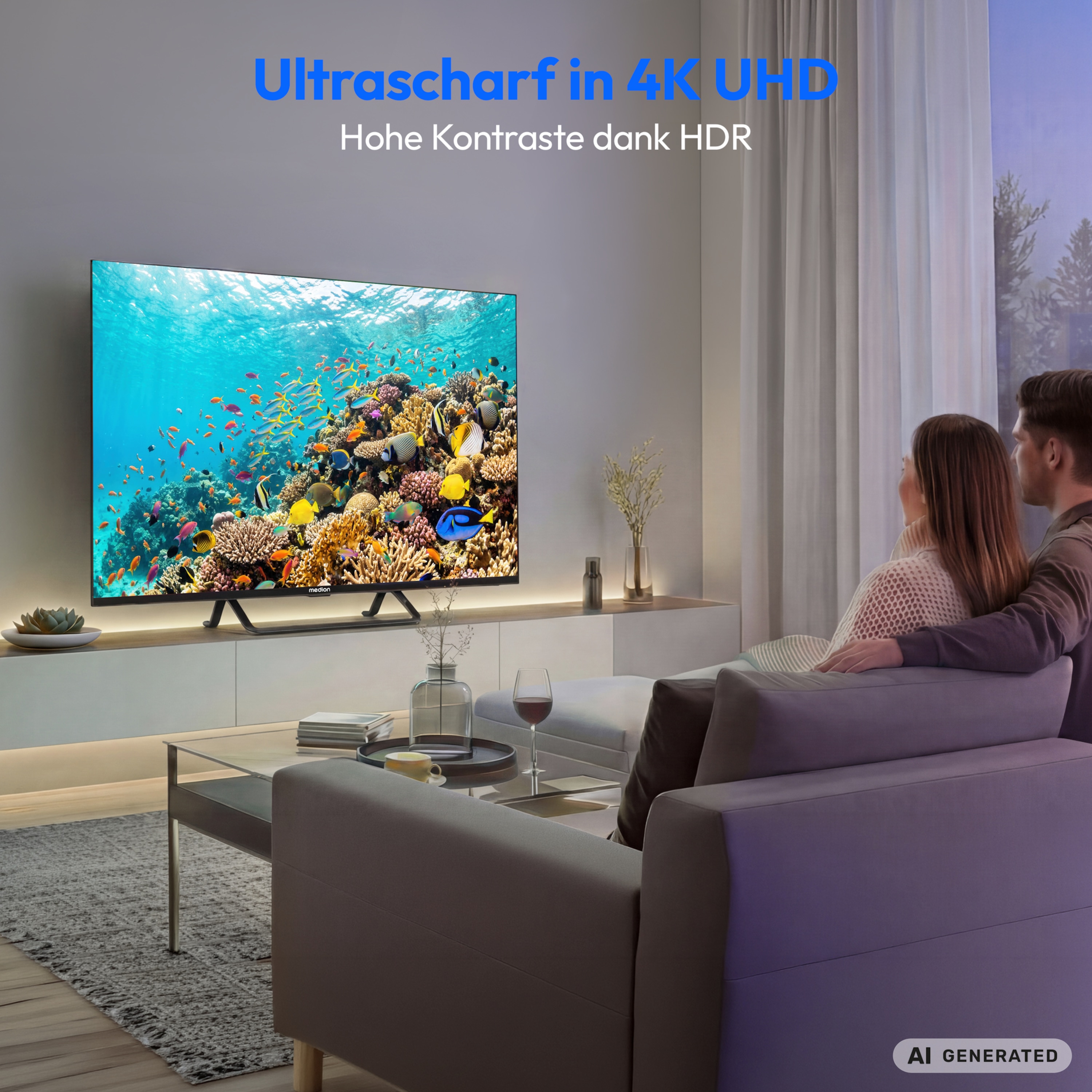 MEDION® LIFE MD 855701 QLED Google TV™ (2026), 138,8 cm (55'') Ultra HD Display, HDR (High Dynamic Range), Dolby Vision®, MEMC, Bluetooth®, PVR ready, Netflix, Prime Video, Disney+, App Store