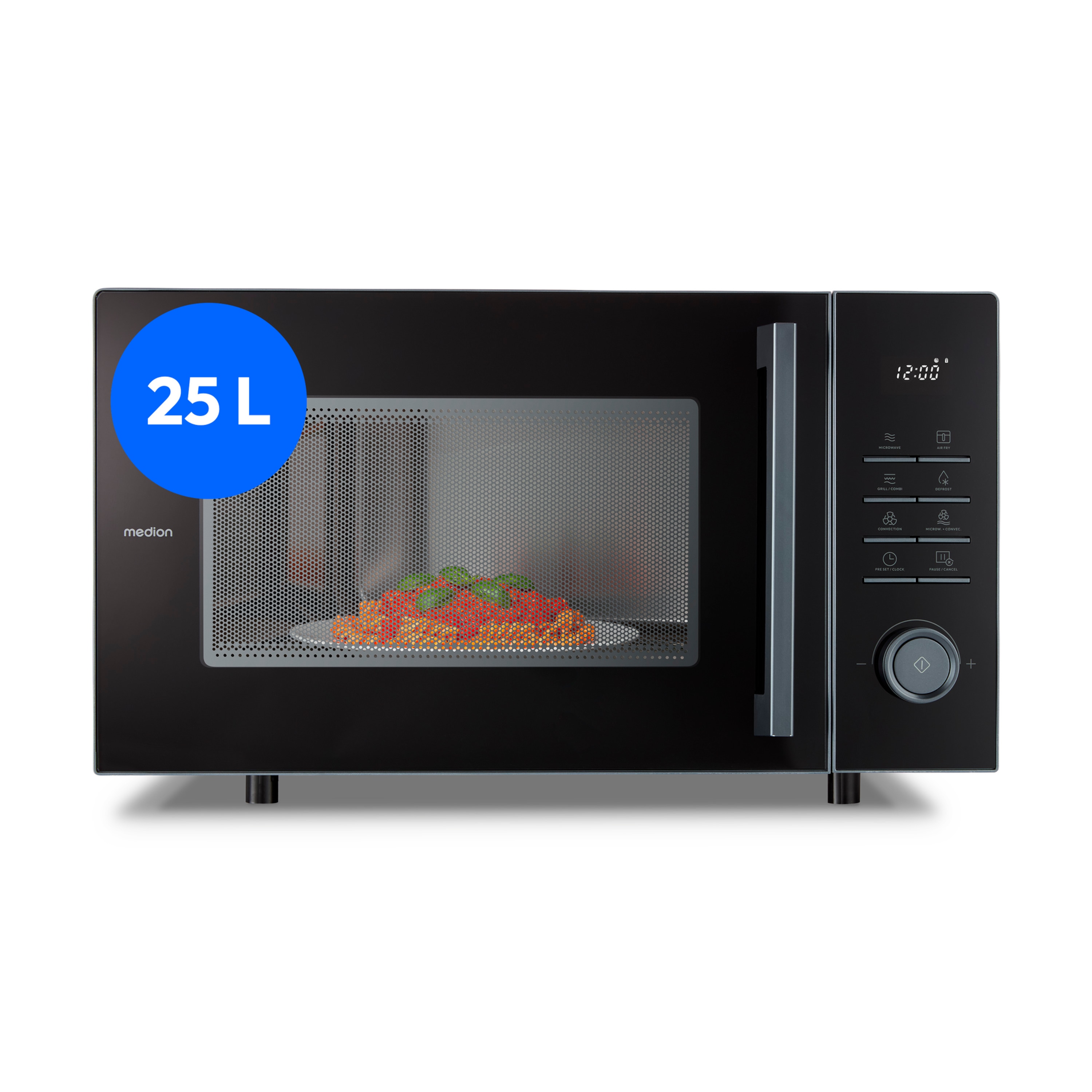 MEDION® LIFE® 3-in-1 Mikrowelle mit Grill- und Heißluftfunktion  MD 12231 Dunkelgrau, 900 W Leistung, 25 L kompakt, 10 Leistungsstufen, Auftaufunktion, Timerfunktion