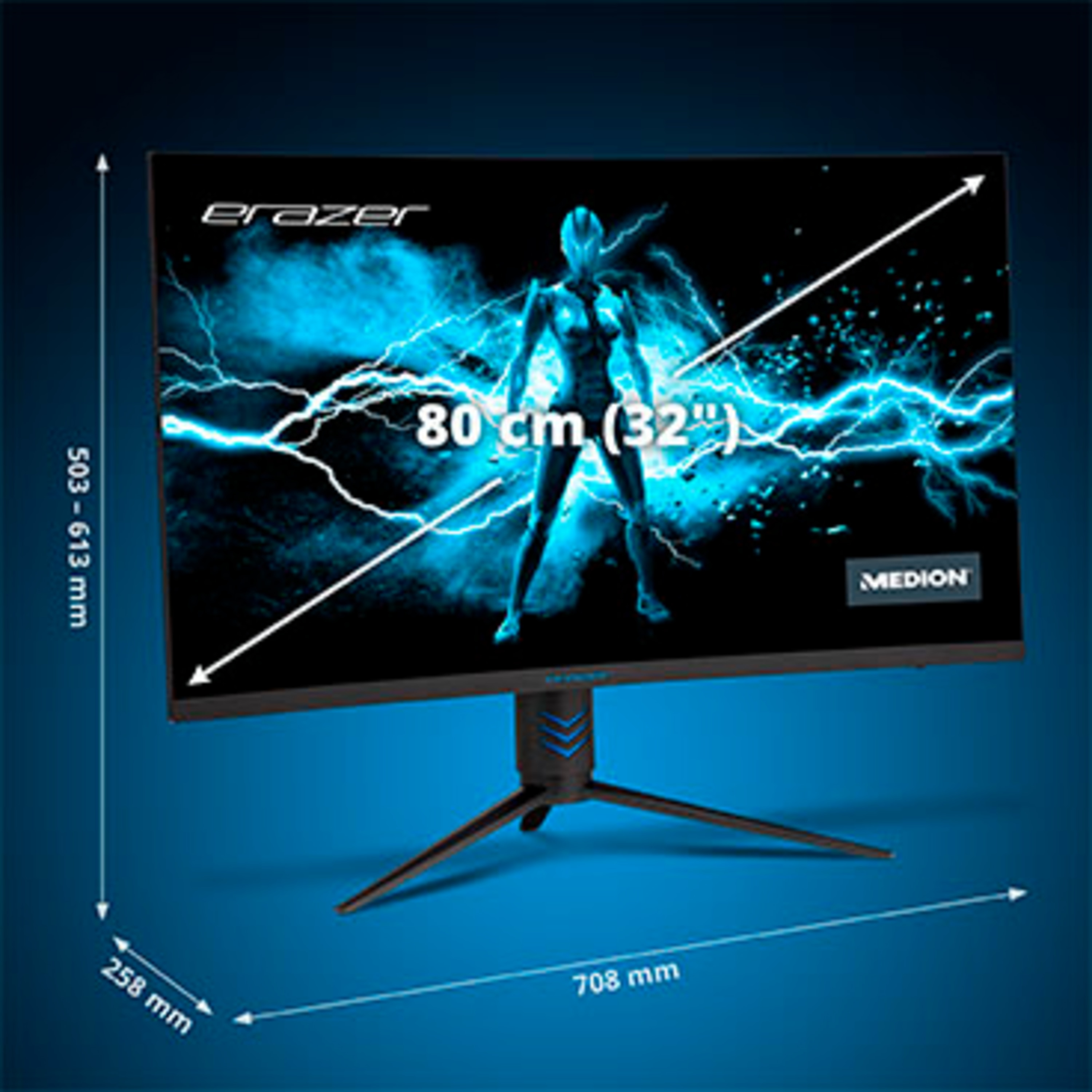 MEDION® ERAZER® Spectator X20 (MD 22093), Curved Widescreen Monitor, 80 cm (32''), FHD Display, 165Hz, HDMI® Anschluss und DisplayPort