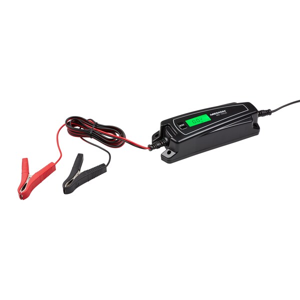 MEDION® KFZ Batterieladegerät MD15526, Wiederbelebung von Autobatterien, automatische Anpassung, 1,9 m Lade und 1,8 m Netzkabel MEDION® KFZ Batterieladegerät MD15526, Wiederbelebung von Autobatterien, automatische Anpassung, 1,9 m Lade und 1,8 m Netzkabel