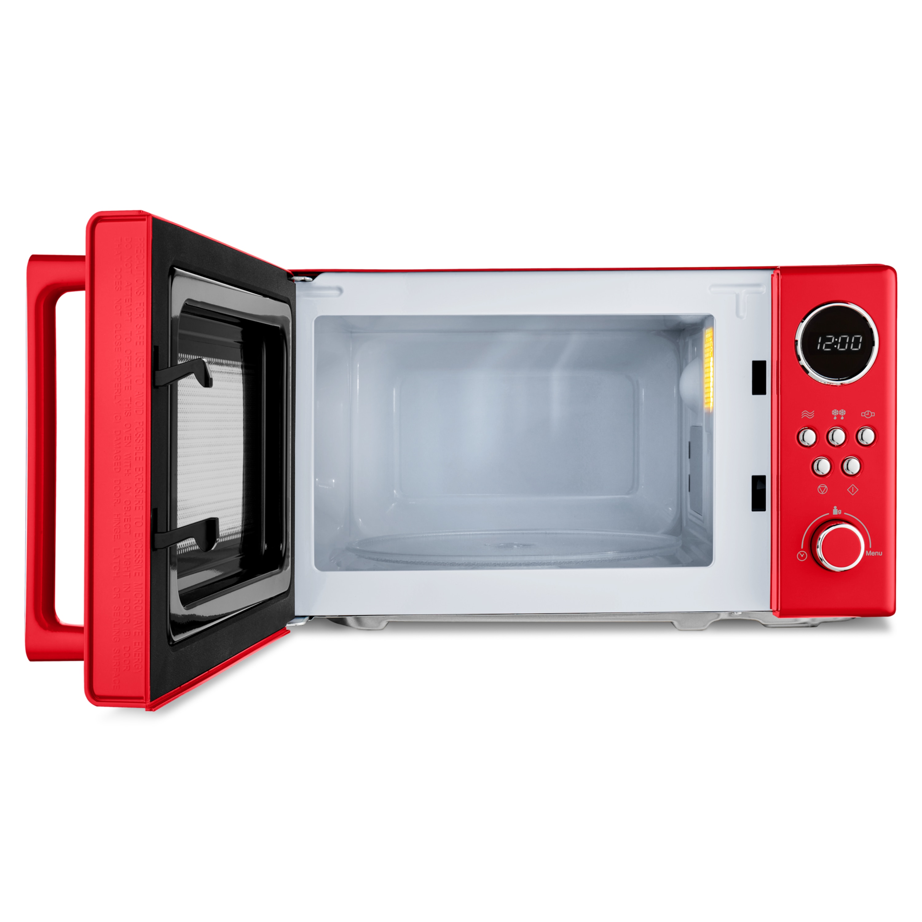 MEDION® Retro-Mikrowelle MD 15000, rot, 800 W Leistung, 20 L kompakt, 5 Mikrowellenstufen, Auftaufunktion, Timerfunktion, stilvolles Retro-Design