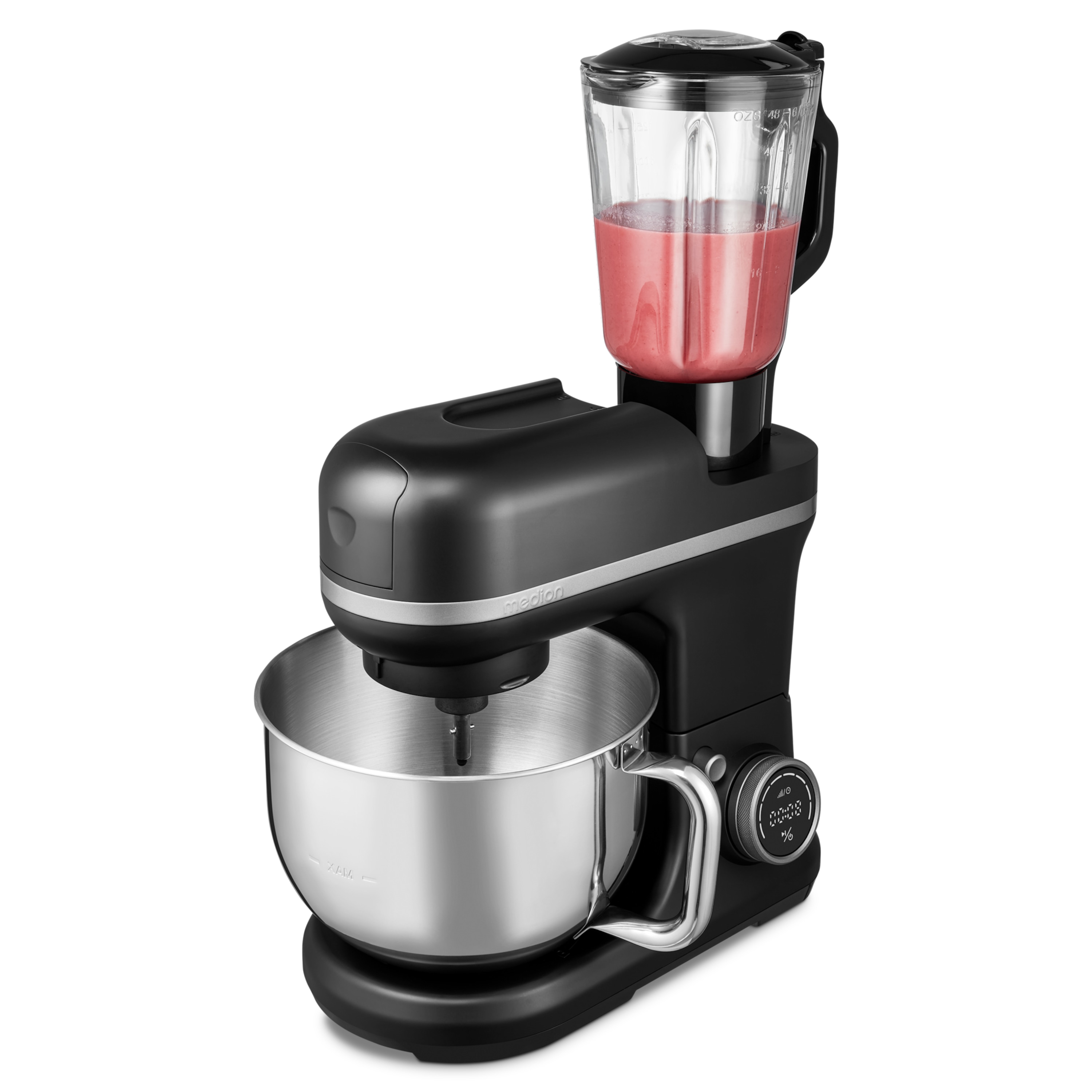MEDION® LIFE® 3-in-1 Digitale Küchenmaschine MD18430, 1.200 W, 8 Geschwindigkeitsstufen, Digitales Sensor-Touch-Display, umfangreiches Zubehör