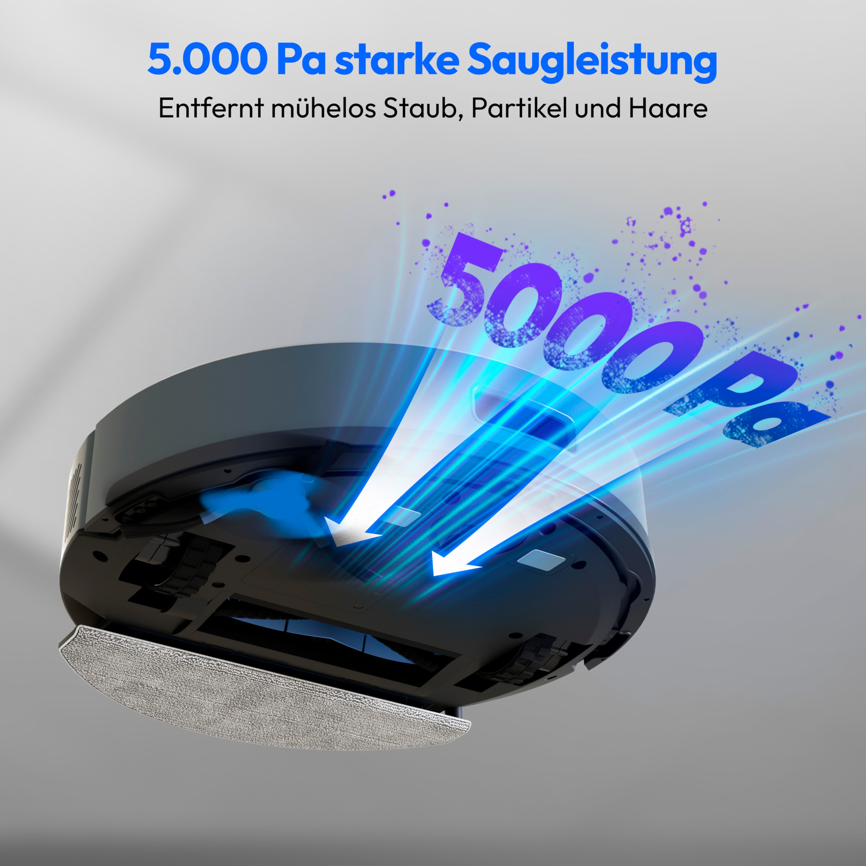 MEDION® Saugroboter mit Absaugstation X22 SW+ blau, Wischfunktion, Lasernavigation, 5.000 Pa Saugkraft, No Go & Go Bereiche, präzise Kartenerstellung, mehrere Etagen, App-Steuerung