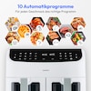 MEDION® LIFE® P20 XXL Twin Matt Doppelzonen-Heißluftfritteuse MD11760, 100 Rezepte in der Life+ App, 2 separate Garzonen, 9 Automatikprogramme, 8,7 L Gesamt-Nutzinhalt, 2.600 Watt, Temperatur einstellbar bis 200 °C