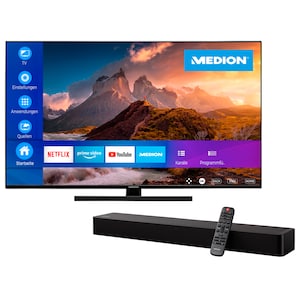 MEDION® Offre combinée ! LIFE® X14328 QLED Smart-TV | écran Ultra HD de 108 cm (43'') & MEDION® P61155 (MD44055) Barre de son