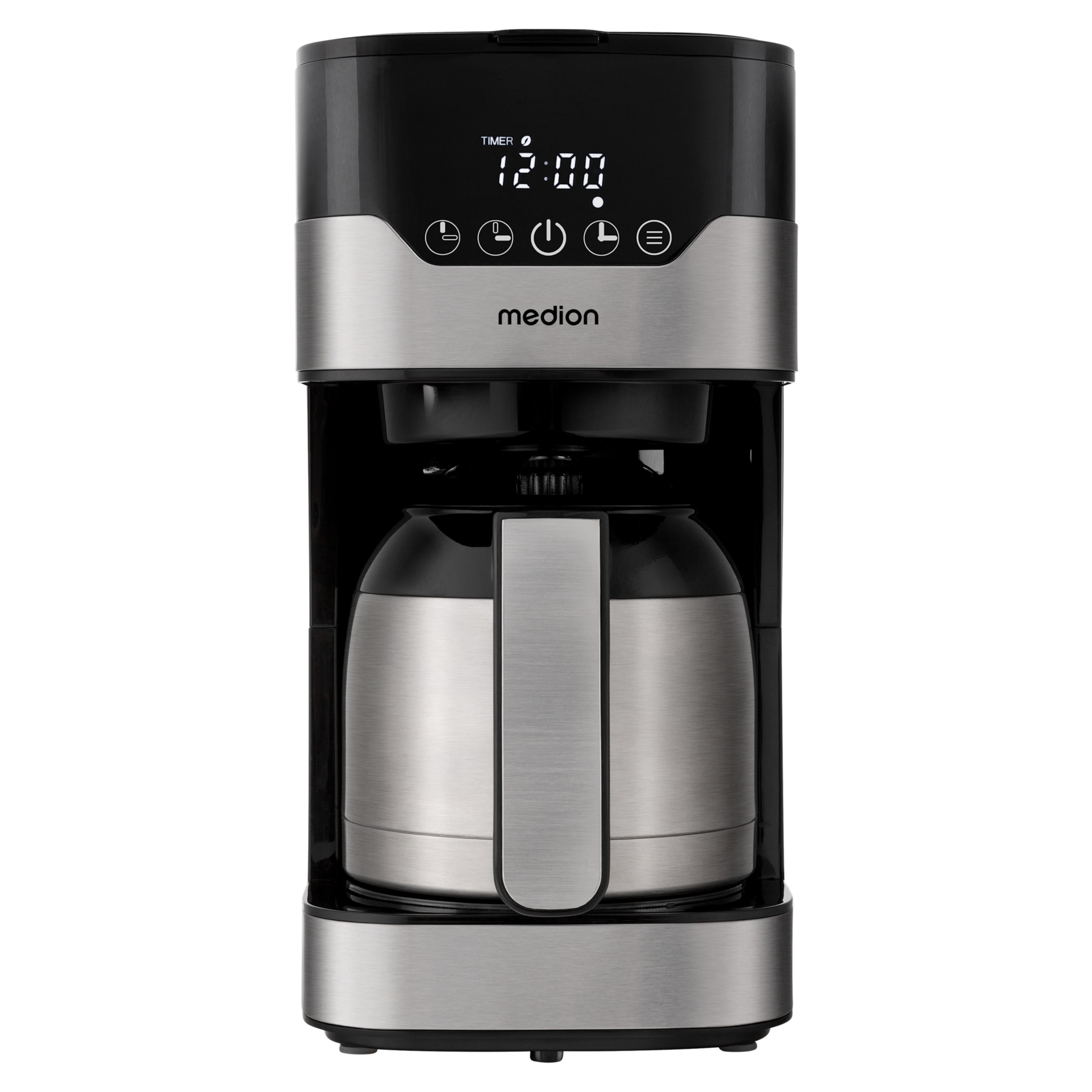 MEDION® LIFE® Kaffeemaschine mit Thermoskanne MD 18458, Timer-Funktion, Tropf-Stopp, 900 Watt, 1,1 Liter Fassungsvermögen, Aromawahlschalter