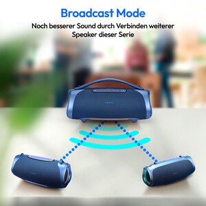 MEDION® LIFE P61746 Tragbarer Bluetooth® Lautsprecher M blau, Dual Illuminated (RGB-Lichteffekte), Bluetooth® 5.3, integrierter Akku mit bis zu 45 Stunden Laufzeit, robustes & mobiles Design, 2 x 15 W RMS