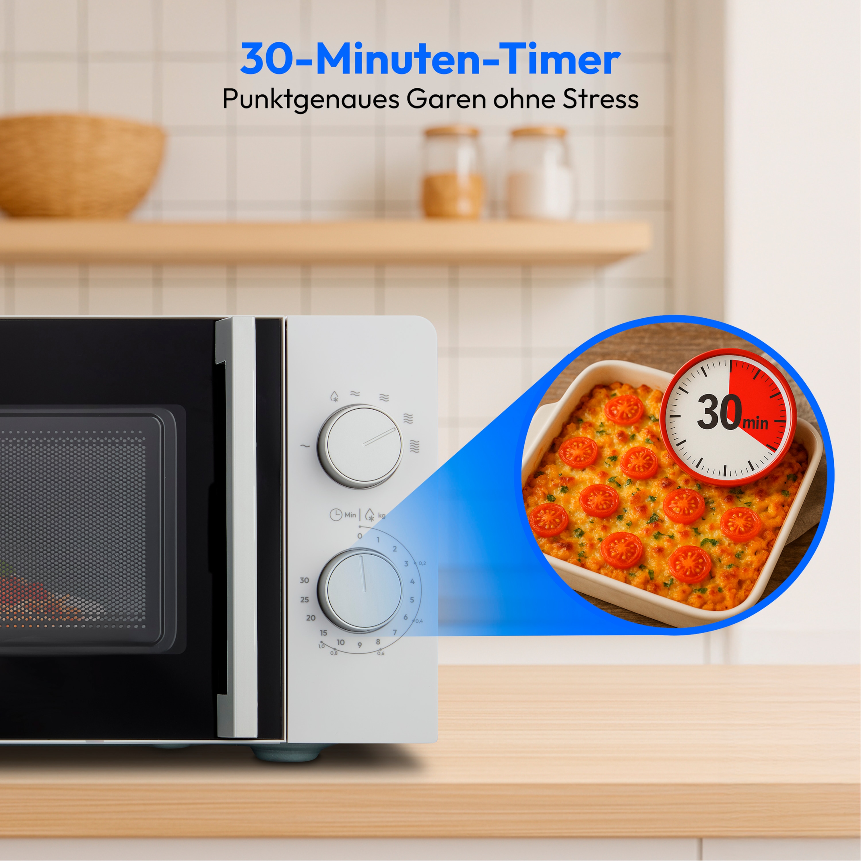 MEDION® LIFE® Mikrowelle MD 12211, 700 W Leistung, 17 L kompakt, 5 Mikrowellenstufen, Auftaufunktion, Timerfunktion