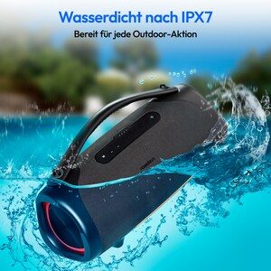 MEDION® LIFE P61768 Tragbarer Bluetooth® Lautsprecher XL anthrazit, Dual Illuminated & Lightstrip (RGB-Lichteffekte), Bluetooth® 5.3, integrierter Akku mit bis zu 30 Stunden Laufzeit, robustes & mobiles Design, 2 x 25 W + 50 W RMS