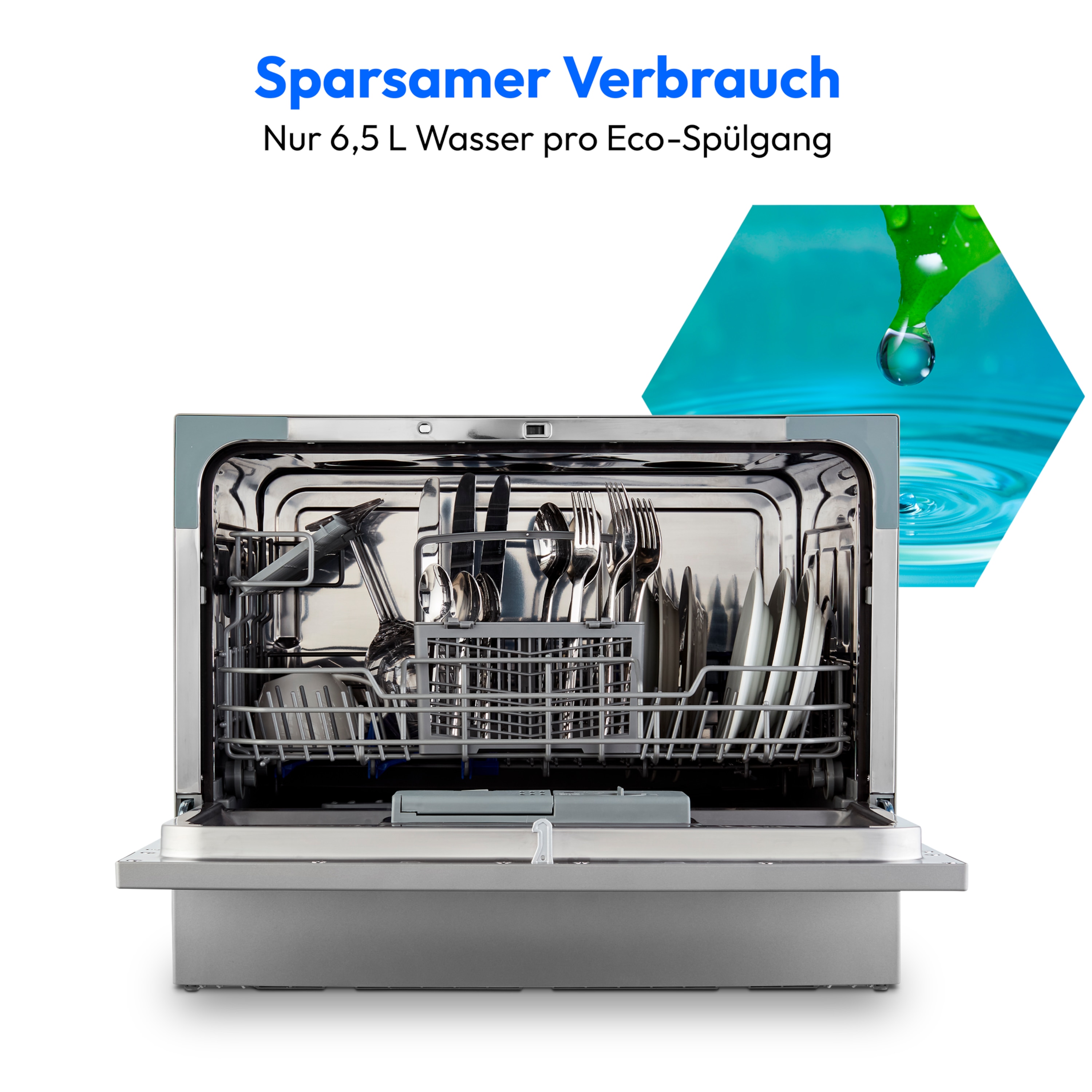 MEDION® Tischgeschirrspüler DWT60 (MD37496), für 6 Gedecke, 7 Programme, Wasseranschluss, LED-Anzeige, Geräuschlevel ca. 47 dB