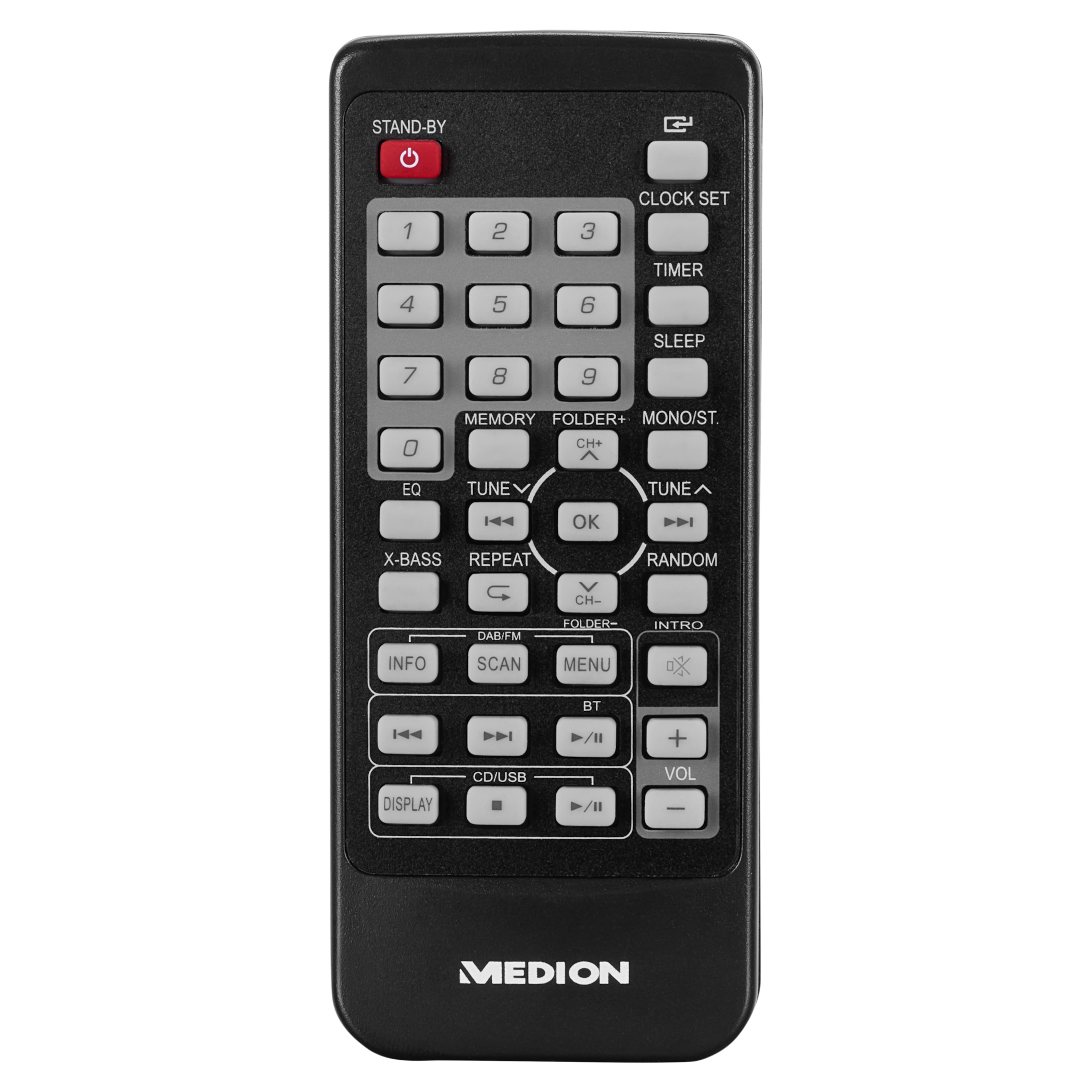 MEDION® LIFE® E64088 Micro-Audio-System, DAB+/PLL-UKW Radio, je 30 Senderspeicher,  LCD-Display, Musikwiedergabe via Bluetooth® 5.3 oder USB-Stick, CD-Player, 2 x 5 W RMS