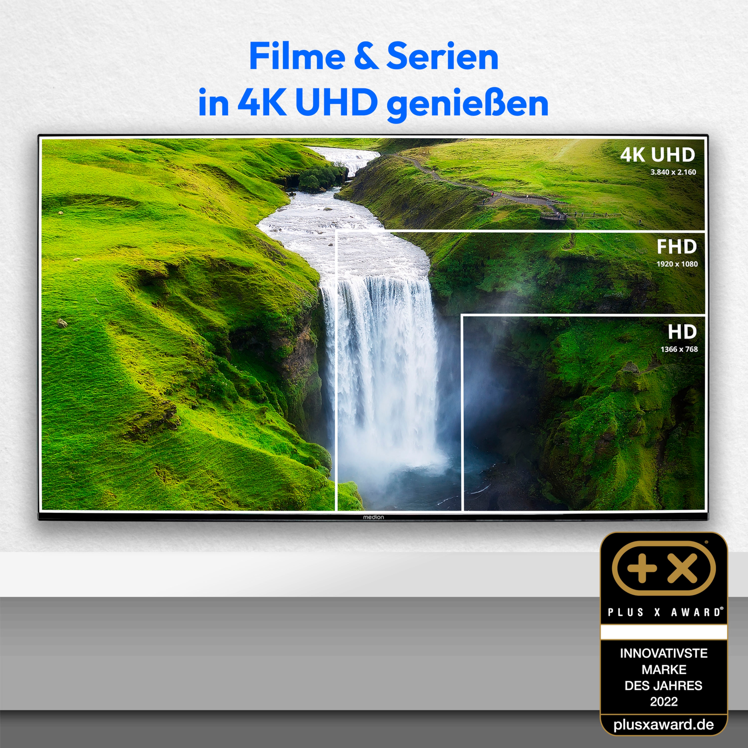 MEDION® LIFE X16520 (MD 30883) Android TV™, 163,9 cm (65') Ultra HD Smart-TV + Soundbar Atmos (MD44022)  - ARTIKELSET