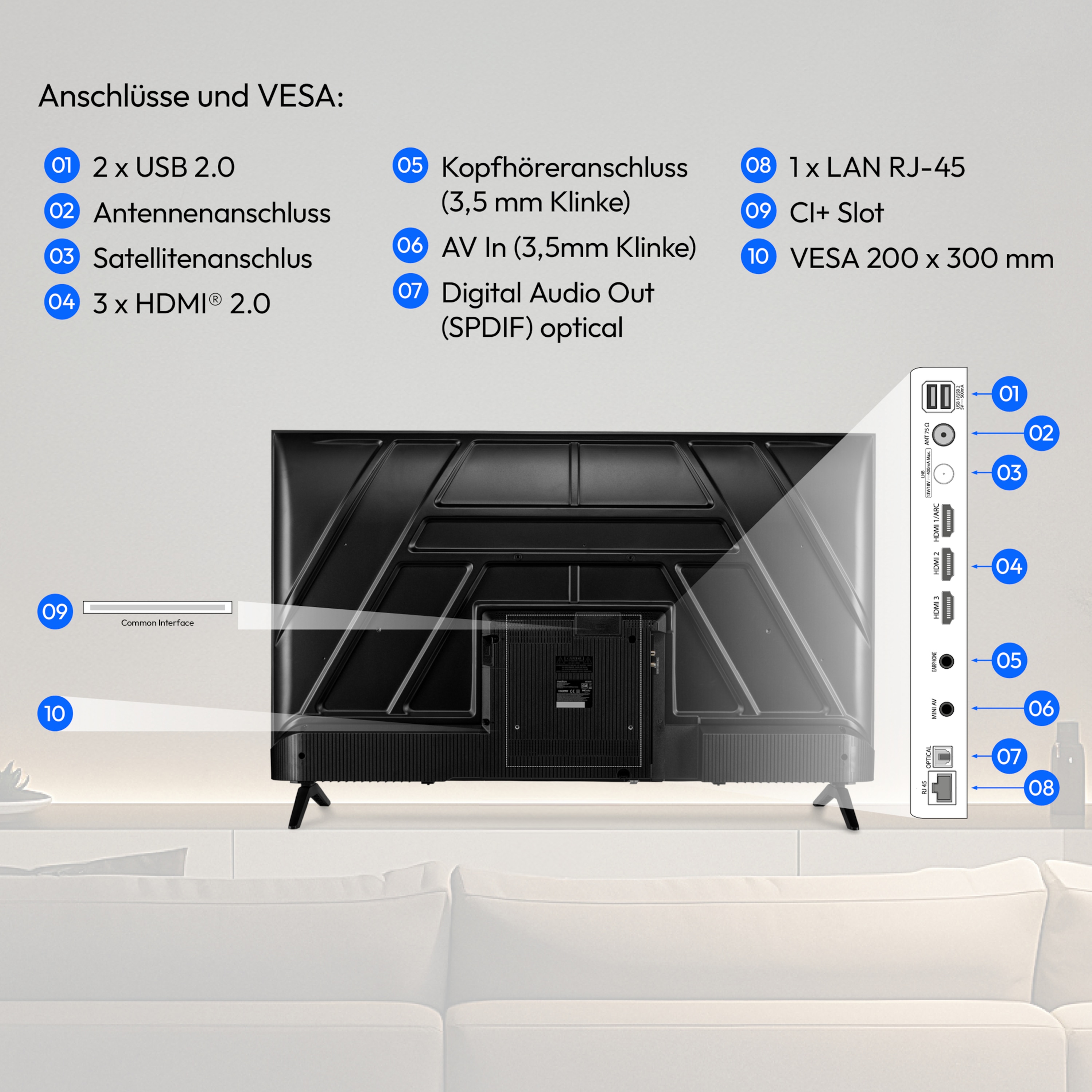 MEDION® LIFE MD 855200 Ultra HD LCD Smart-TV (2026), 138,8 cm (55'') Ultra HD Display, HDR, PVR ready, HBO Max, MagentaTV, NETFLIX, Prime Video, Disney+, DAZN, Paramount+ App, VIDAA App Store, Bluetooth®, HD Triple Tuner, CI+ Schnittstelle