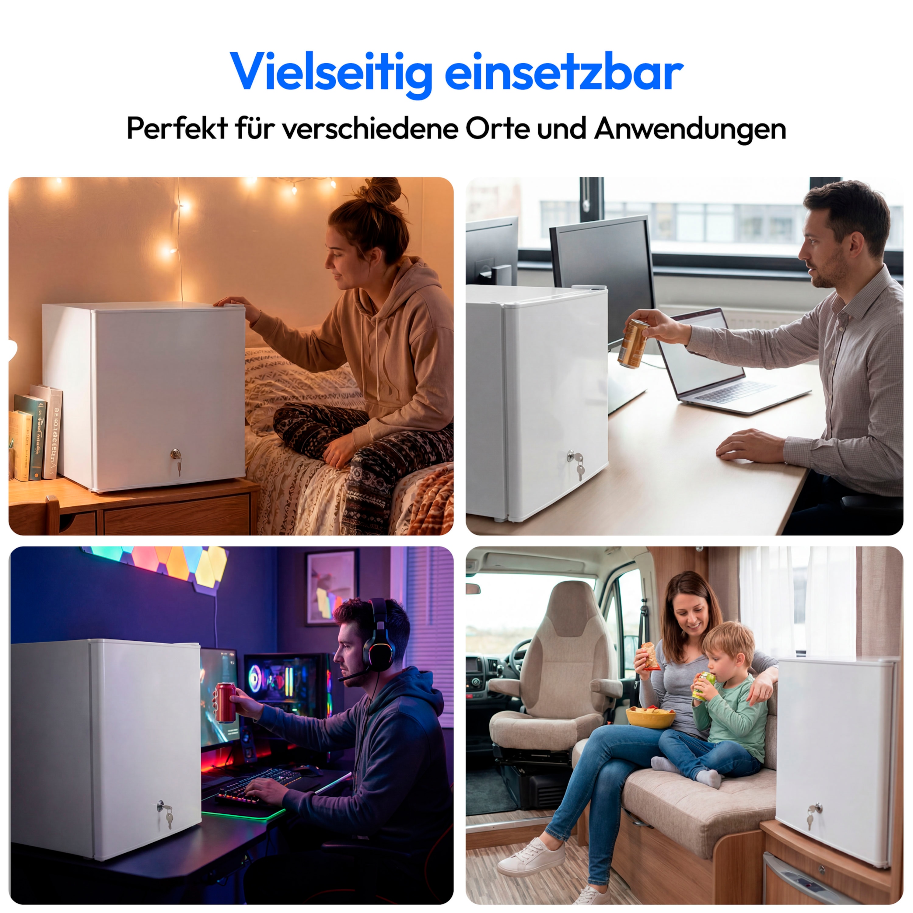 MEDION® LIFE Mini-Kühlschrank mit Eisfach und Schloss MD370001, 42 L Gesamtnutzinhalt (Kühlteil 37 L & Eisfach 5 L), wechselbarer Türanschlag, Schloss, geringer Geräuschpegel