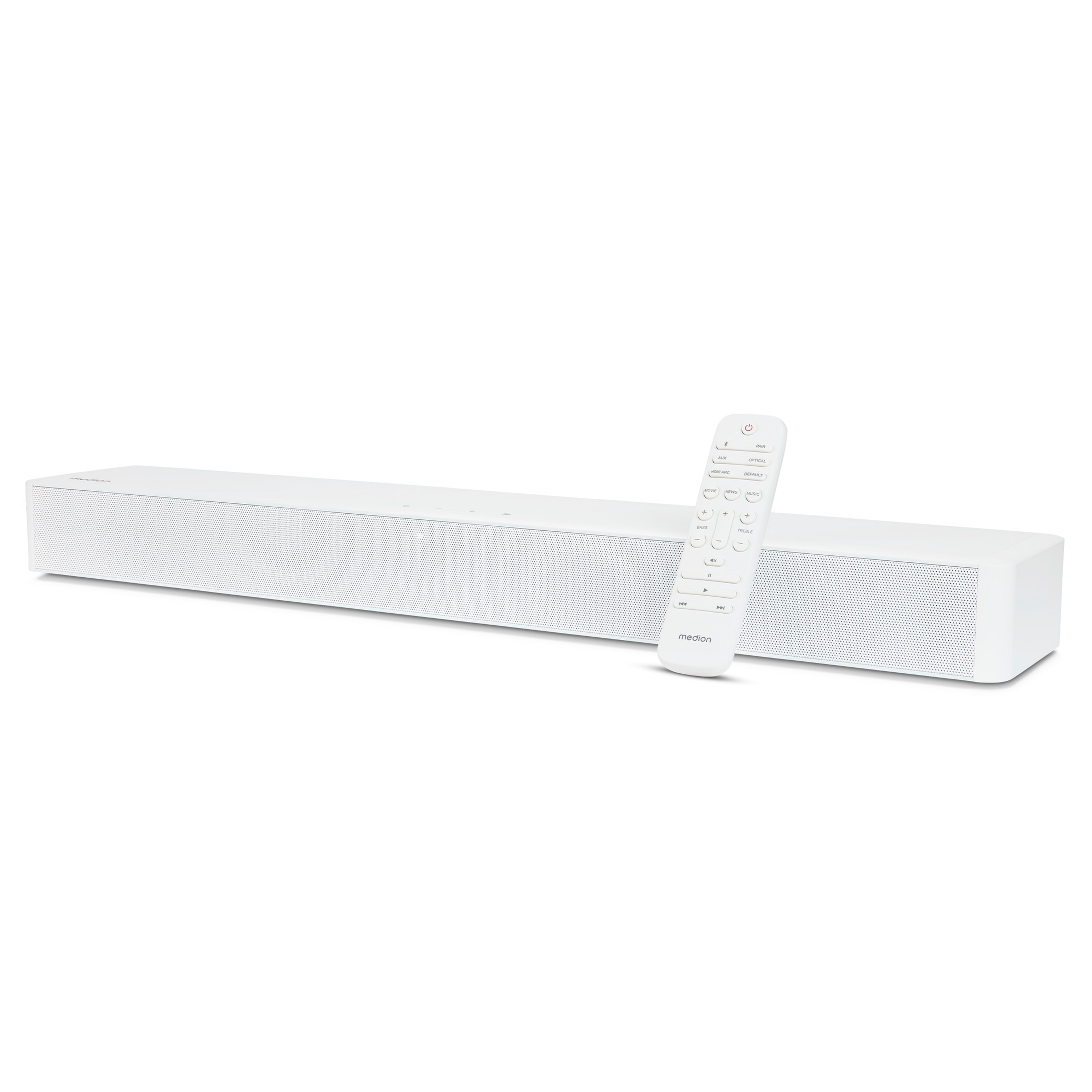 MEDION® LIFE® P61155 2.0 Soundbar, ideale Ergänzung zum TV bzw. Heimkino, kabellose Musikübertragung von Smartphone & Co via Bluetooth® 5.1, kompakte Soundbar mit Touch- & Fernbedienung
