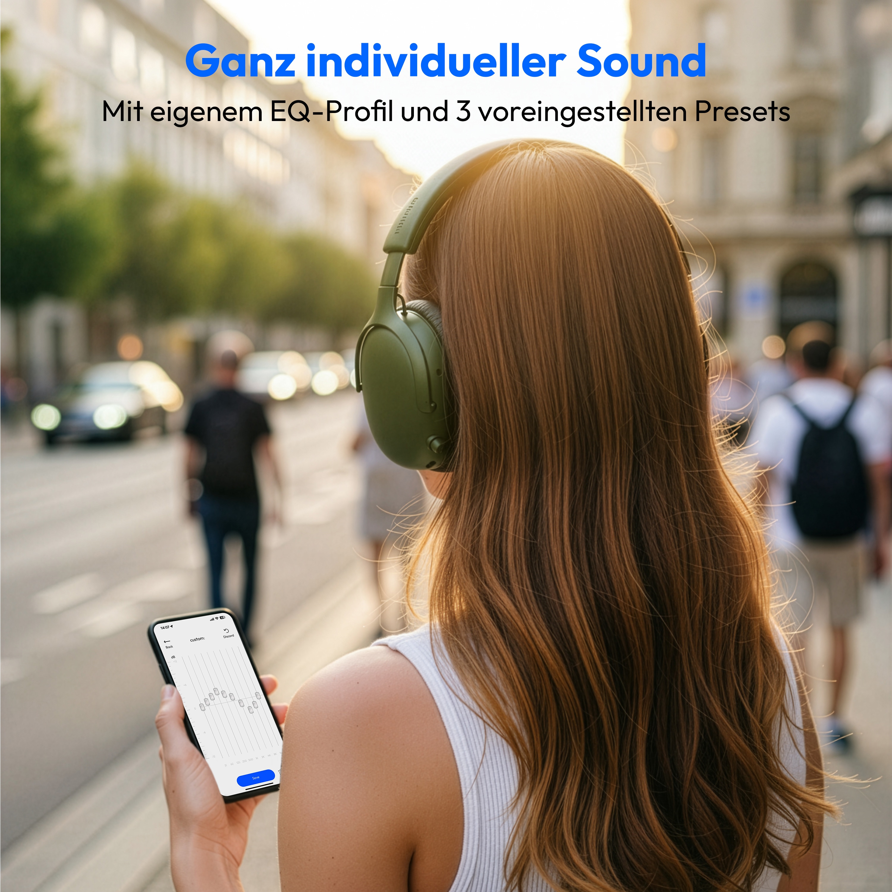 MEDION® Over Ear-Kopfhörer LIFE HX-1 Pure grün, bis zu 100 Stunden Akkulaufzeit, 3 EQ-Presets + 1 App-Preset, Bluetooth® 5.4 wireless technology, IPX4 Spritzwasserschutz