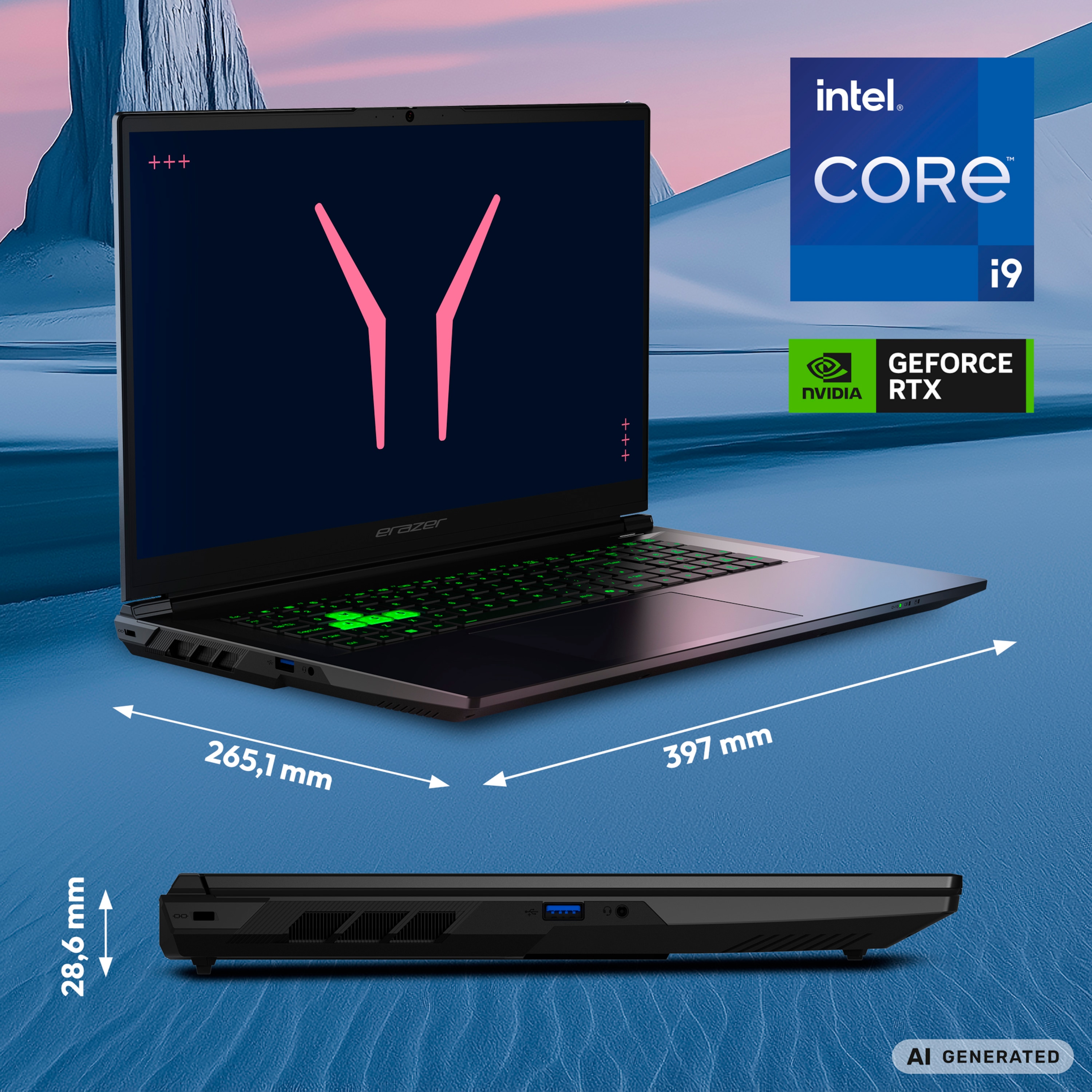 MEDION® ERAZER Defender 17 P10 Core Gaming Laptop, Intel® Core™ i9-14900HX, Windows 11 Home, 43,8 cm (17,3") FHD Display mit 144 Hz, NVIDIA® GeForce RTX™ 5070, 1 TB SSD, 16 GB RAM