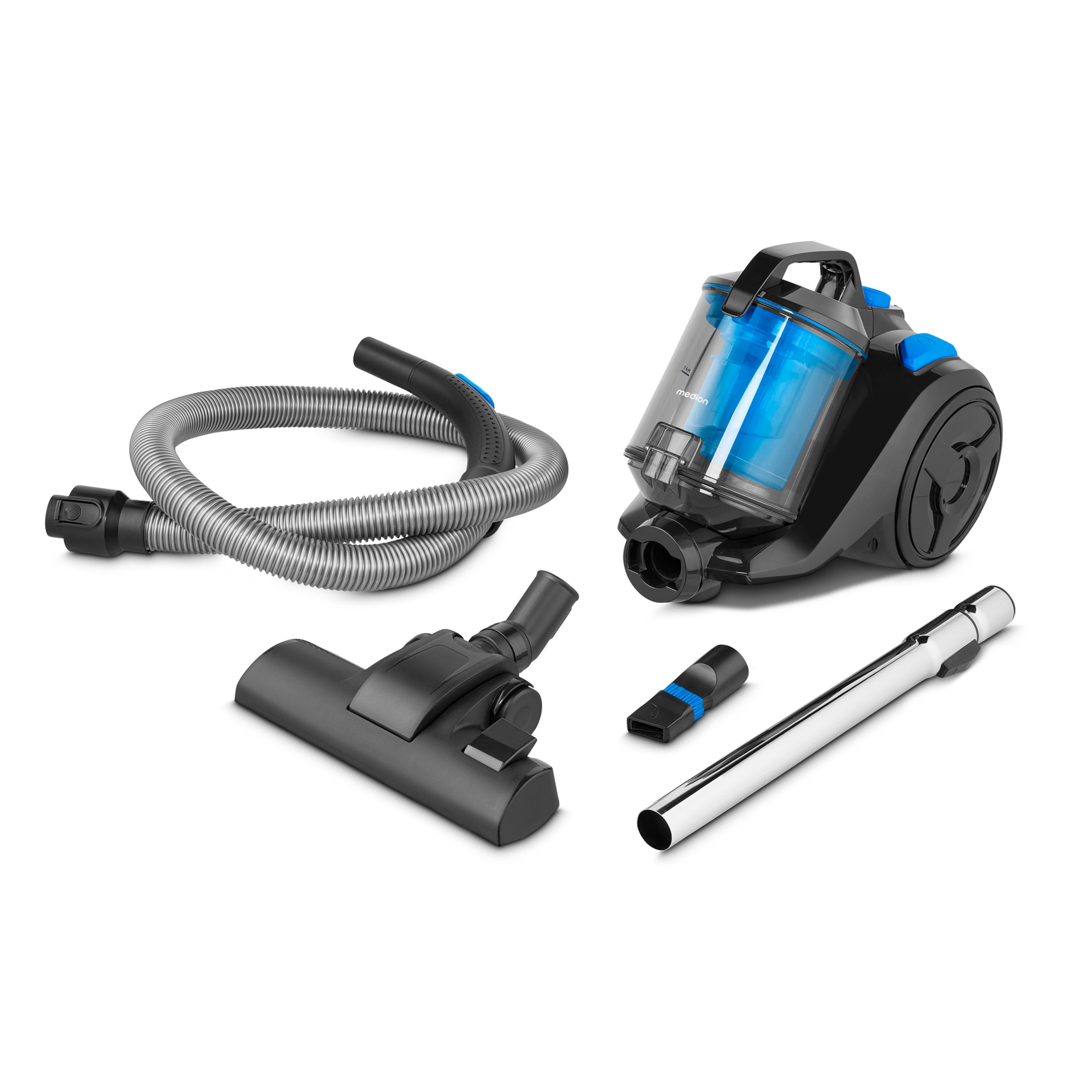 MEDION® E2001 Beutelloser Zyklon-Staubsauger (MD12078), 18 kPa Saugleistung, Staubbehälterkapazität 2 L, HEPA Filter, variable Saugstufen, integriertes Zubehör