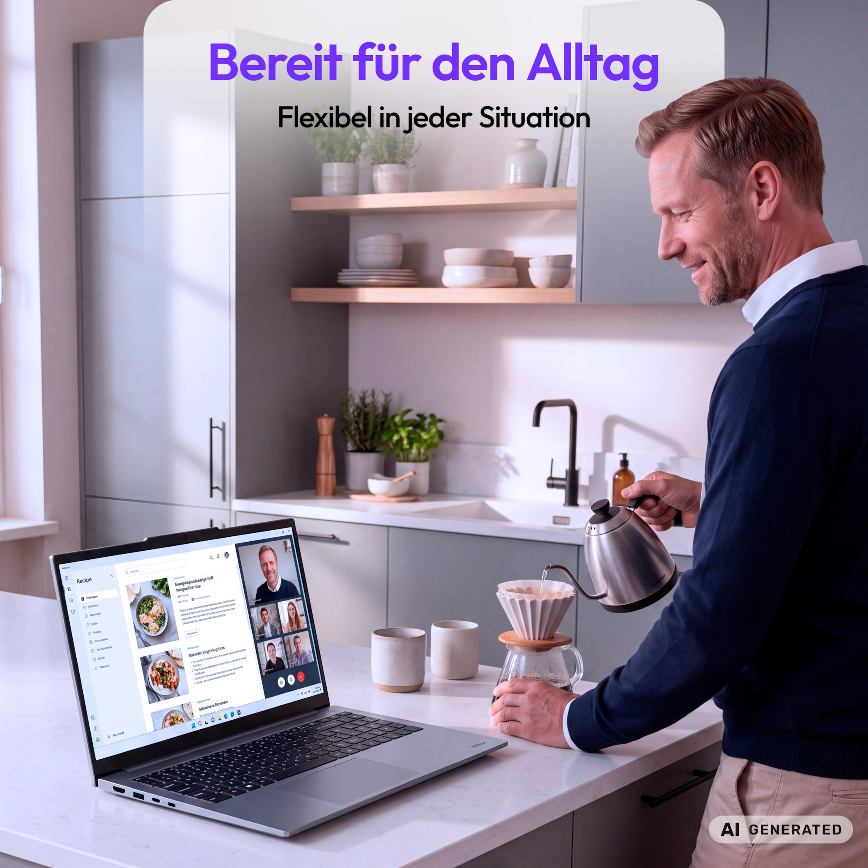 MEDION® Avantum 15 S2 Laptop, Intel® Core™ Ultra 7 258V, Windows 11 Home, 39,5 cm (15,6") FHD Display, 500 GB SSD, 32 GB RAM, KEIN NETZTEIL