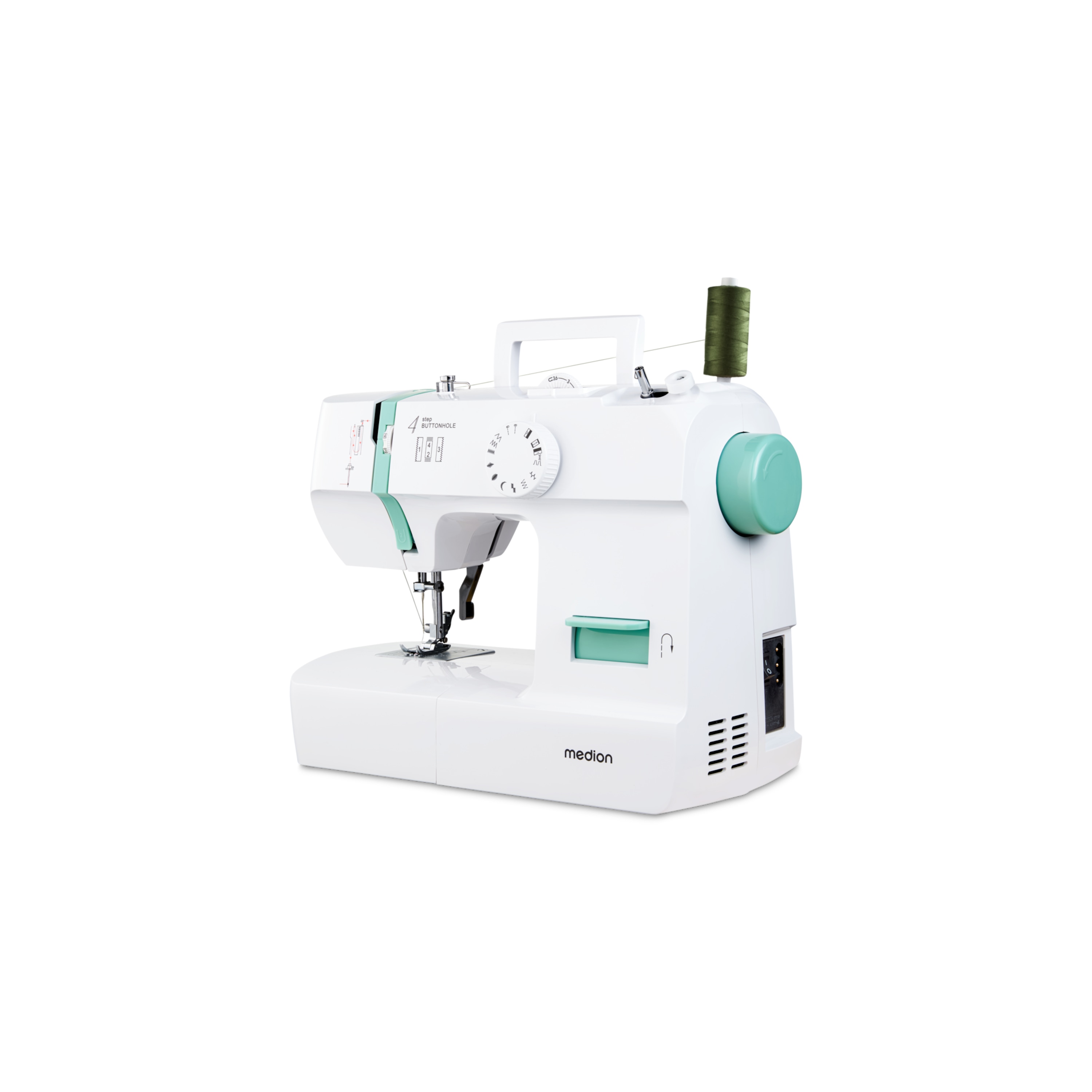 MEDION® LIFE Nähmaschine SM70 (MD 11179) , 12 verschiedene Stickmuster, 4-Stufen-Knopfloch,  einstellbare Stichlänge, 70-Watt-Motorleistung