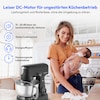 MEDION® LIFE Digitale Küchenmaschine MD12600, 800 W Gleichstrommotor, Energiesparend, Ultraleise, Digitales Sensor-Touch-Display, 4,6 L Edelstahlschüssel, Inkl. Fleischwolf