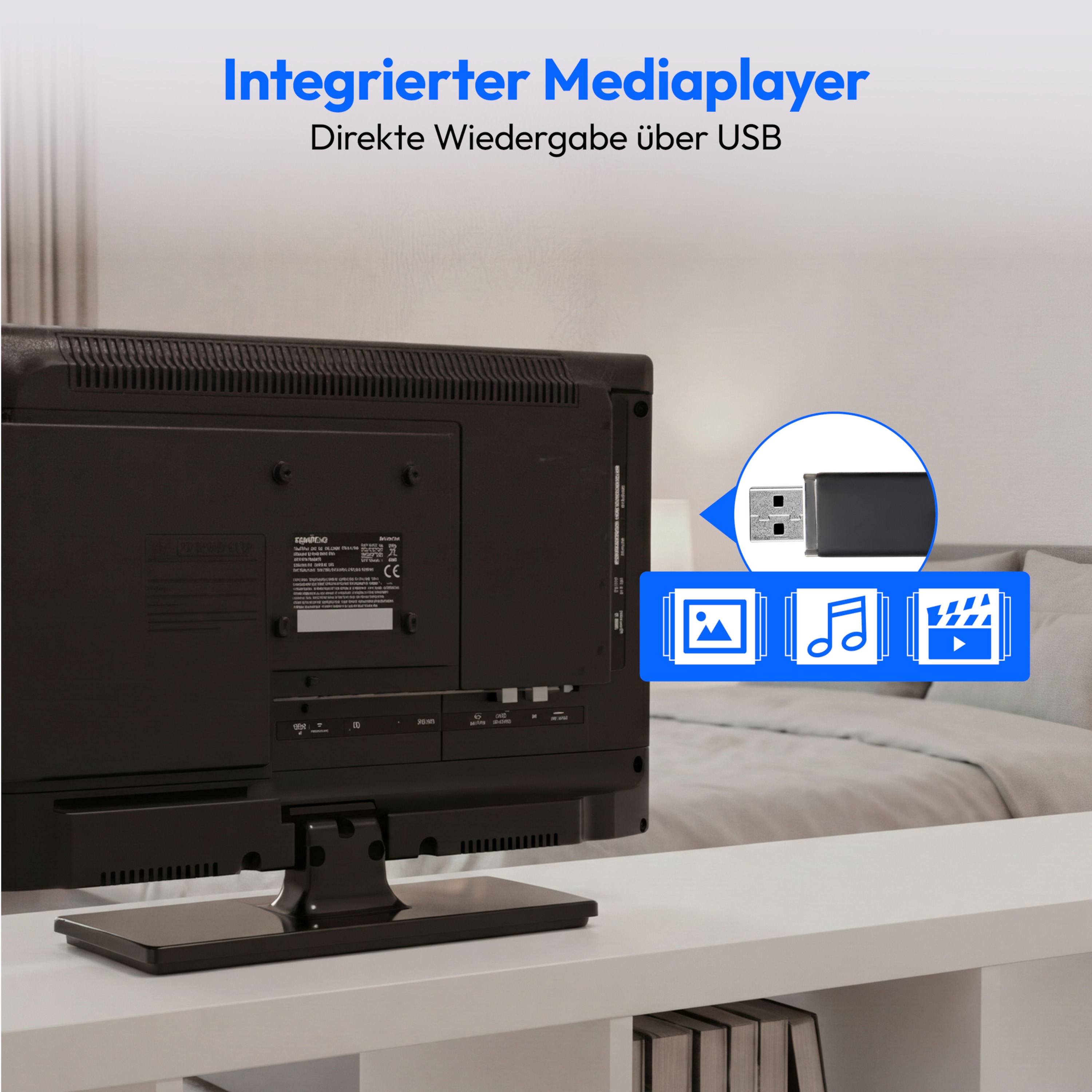 MEDION® LIFE MD 819000 Fernseher, 47 cm (19'') LCD-TV, HD Triple Tuner, integrierter Mediaplayer, Car-Adapter, CI+ Schnittstelle