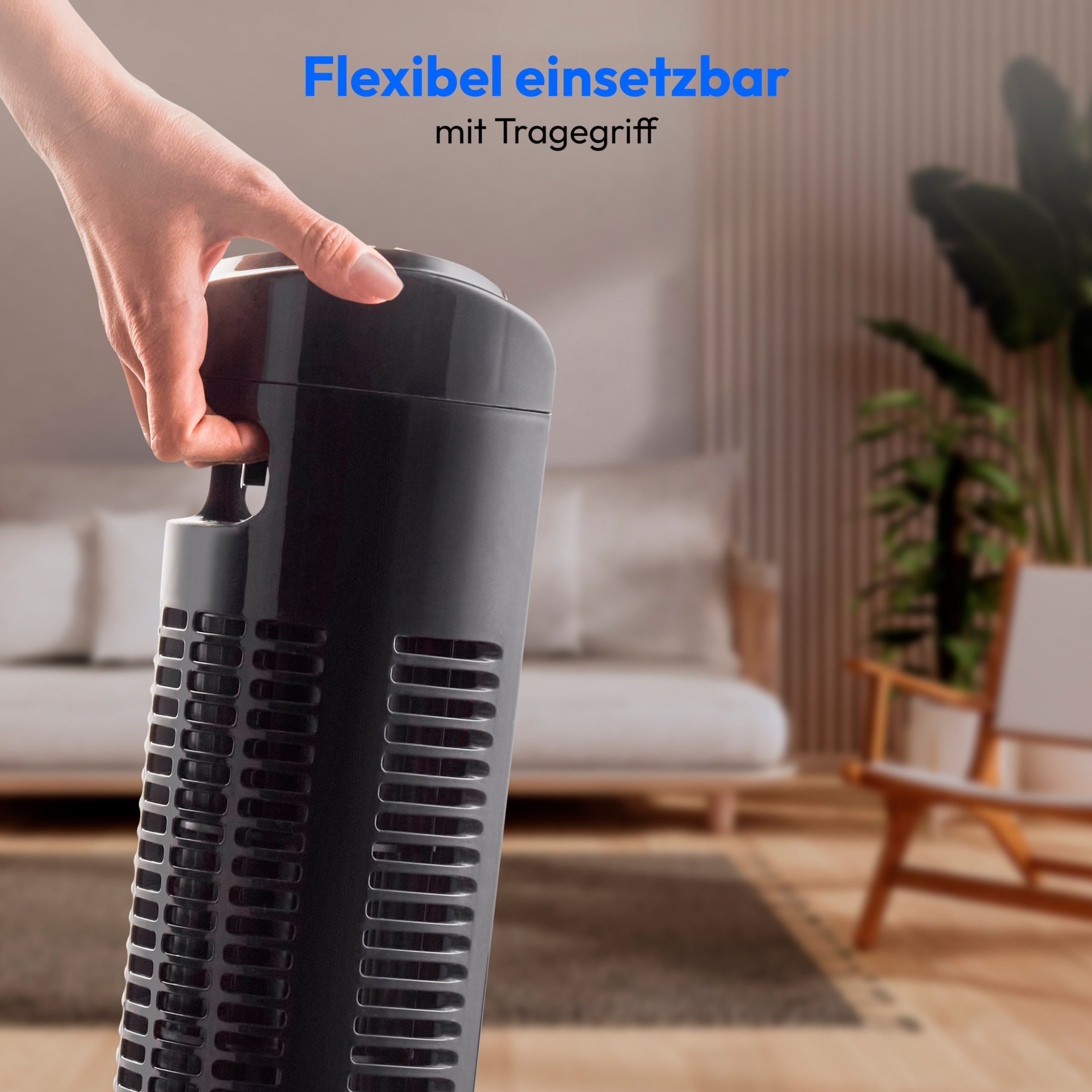 MEDION® LIFE E10 TF Turmventilator (MD 10319), 3 Geschwindigkeitsstufen, 45 Watt Leistung, zuschaltbare Schwenkfunktion, inkl. Fernbedienung