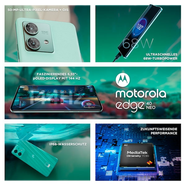 MOTOROLA edge 40 Neo, 256 GB, Soothing Sea