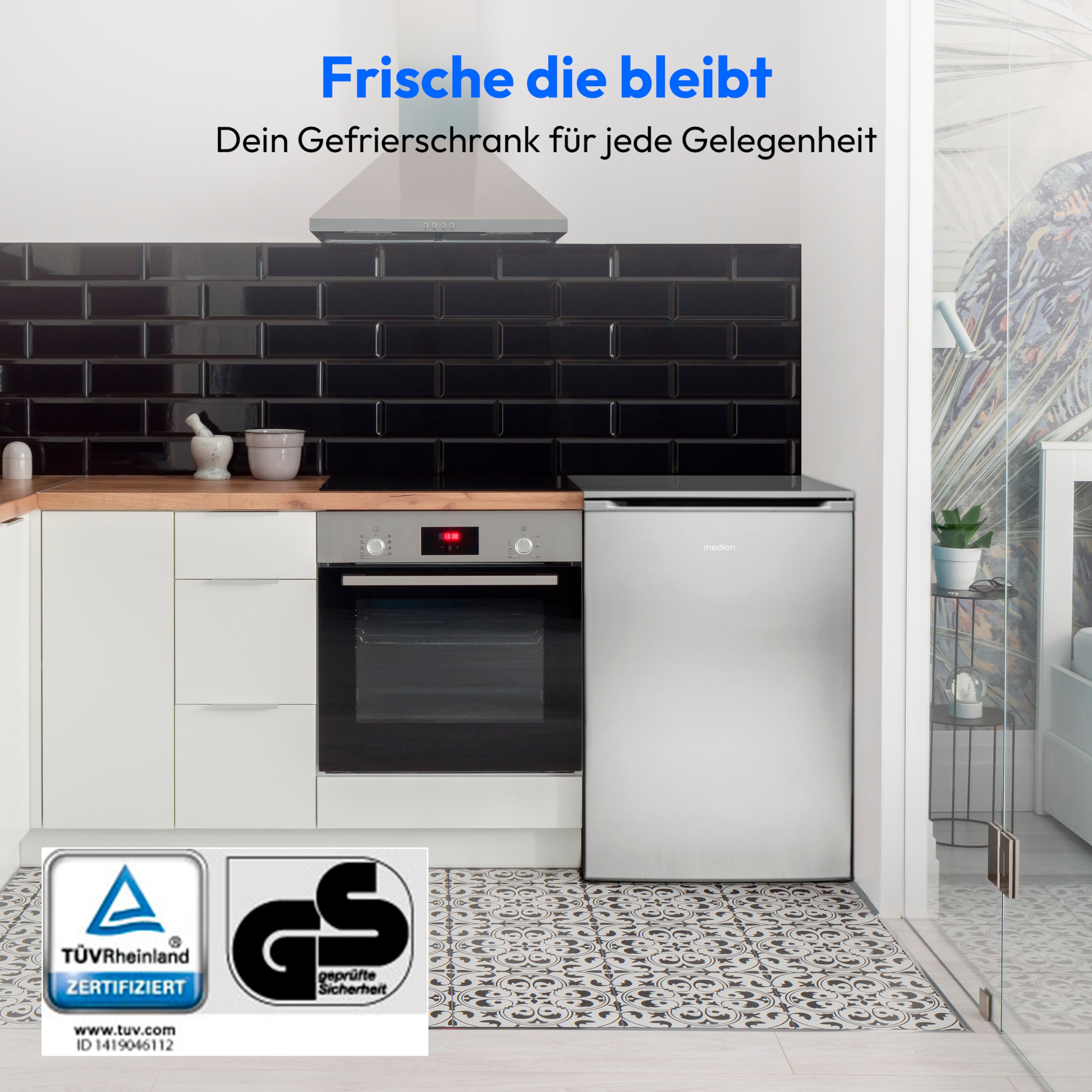 MEDION® LIFE® Gefrierschrank MD 37777, 103 L Fassungsvermögen, Less Frost Technologie, Höhenverstellbare Füße, Energieeffiziensklasse D