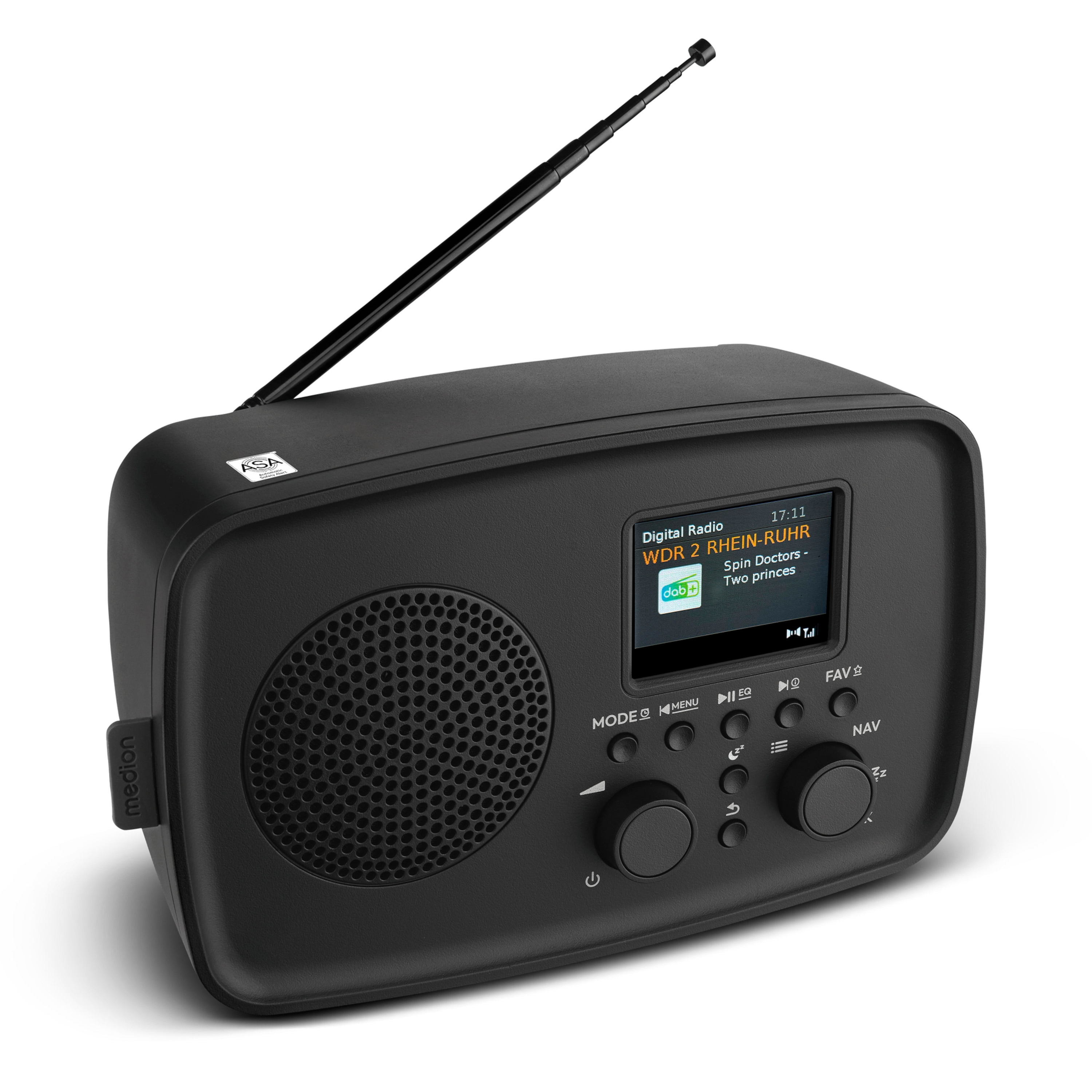 MEDION® LIFE DAB+ Radio DRE-1 (MD89288), Bluetooth® 5.3 wireless technology, ASA-Notfallwarnsystem, 2,4" (6,1 cm) TFT-Farbdisplay, 5 W RMS