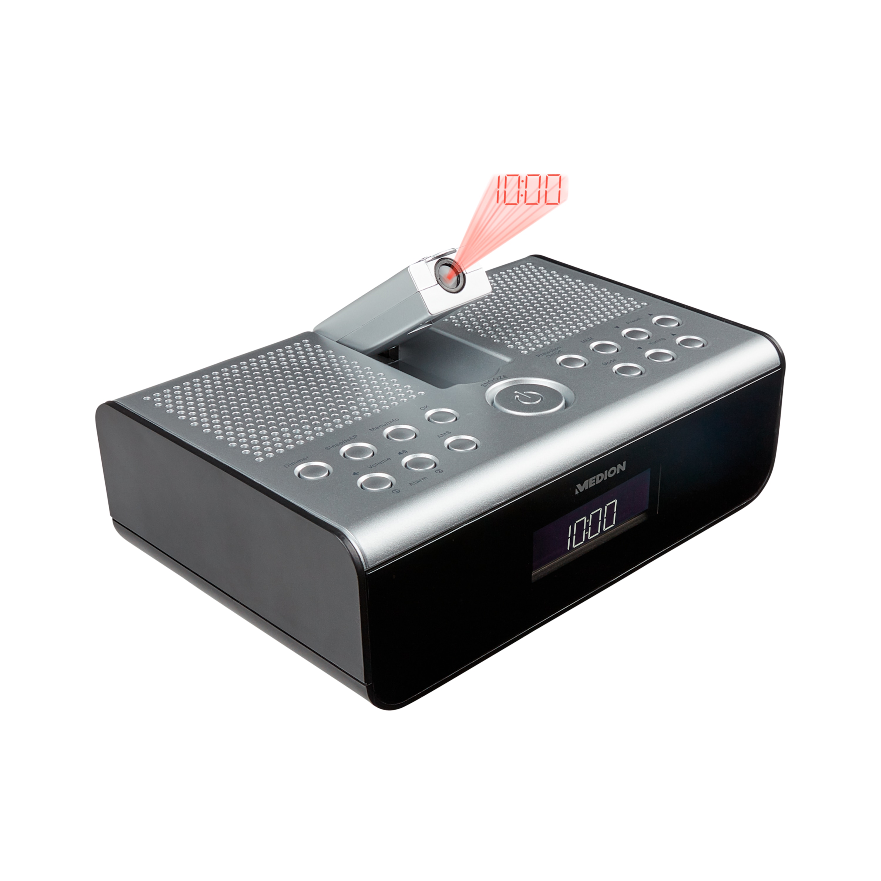 MEDION® LIFE® P66358 DAB+ Uhrenradio mit Uhrzeitprojektion, LCD-Display mit Hintergrundbeleuchtung, DAB+& PLL-UKW Radio, manueller und automatischer Sendersuchlauf