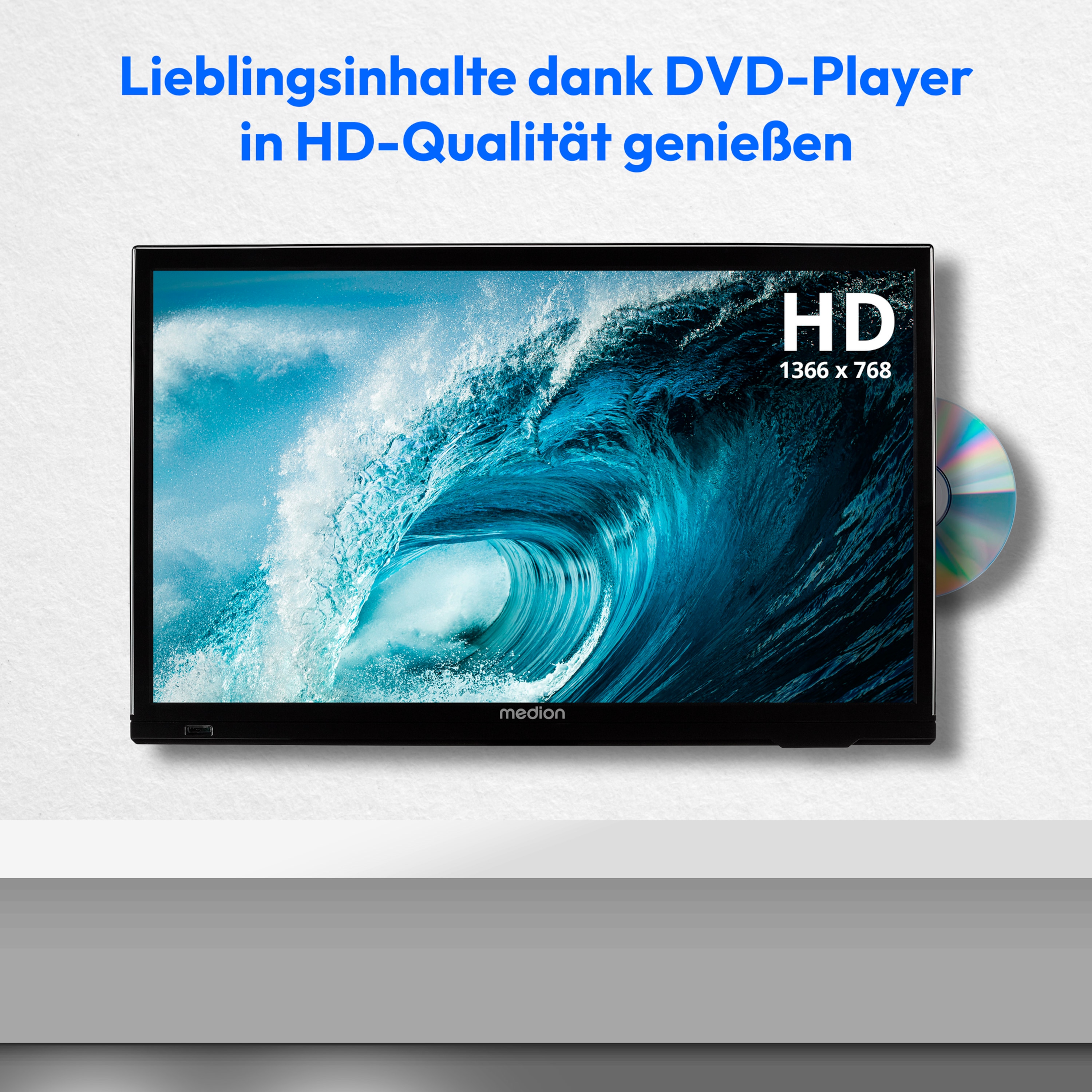 MEDION® LIFE E8192501 (MD 819001) Fernseher, 47 cm (19'') LCD-TV, HD Triple Tuner, integrierter DVD-Player, Car-Adapter, CI+ Schnittstelle